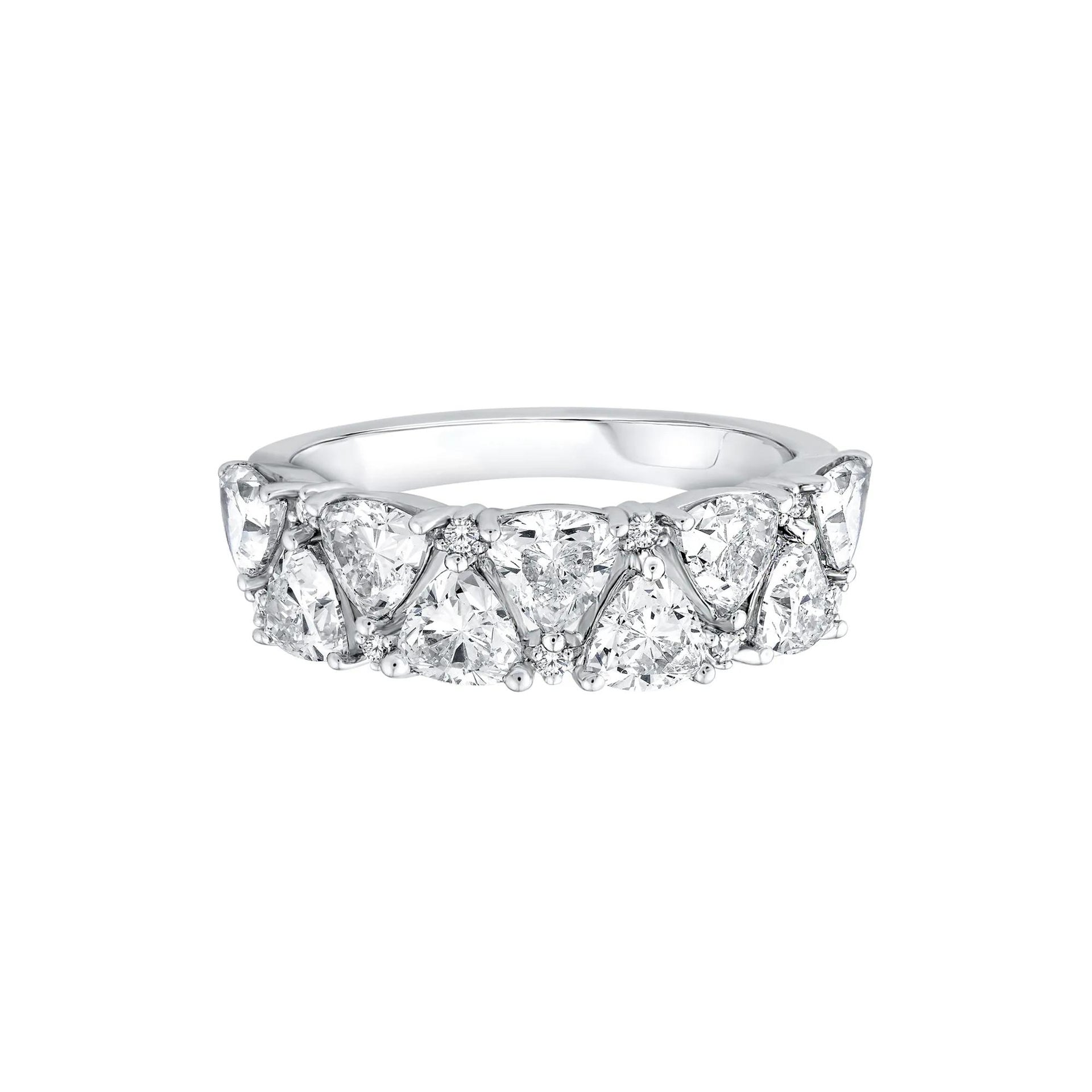 1 3/4 CT. Tw. Lab Grown Diamond Trillion and Round Band Ring 14K White Gold Round Brilliant Cut Size 6.5