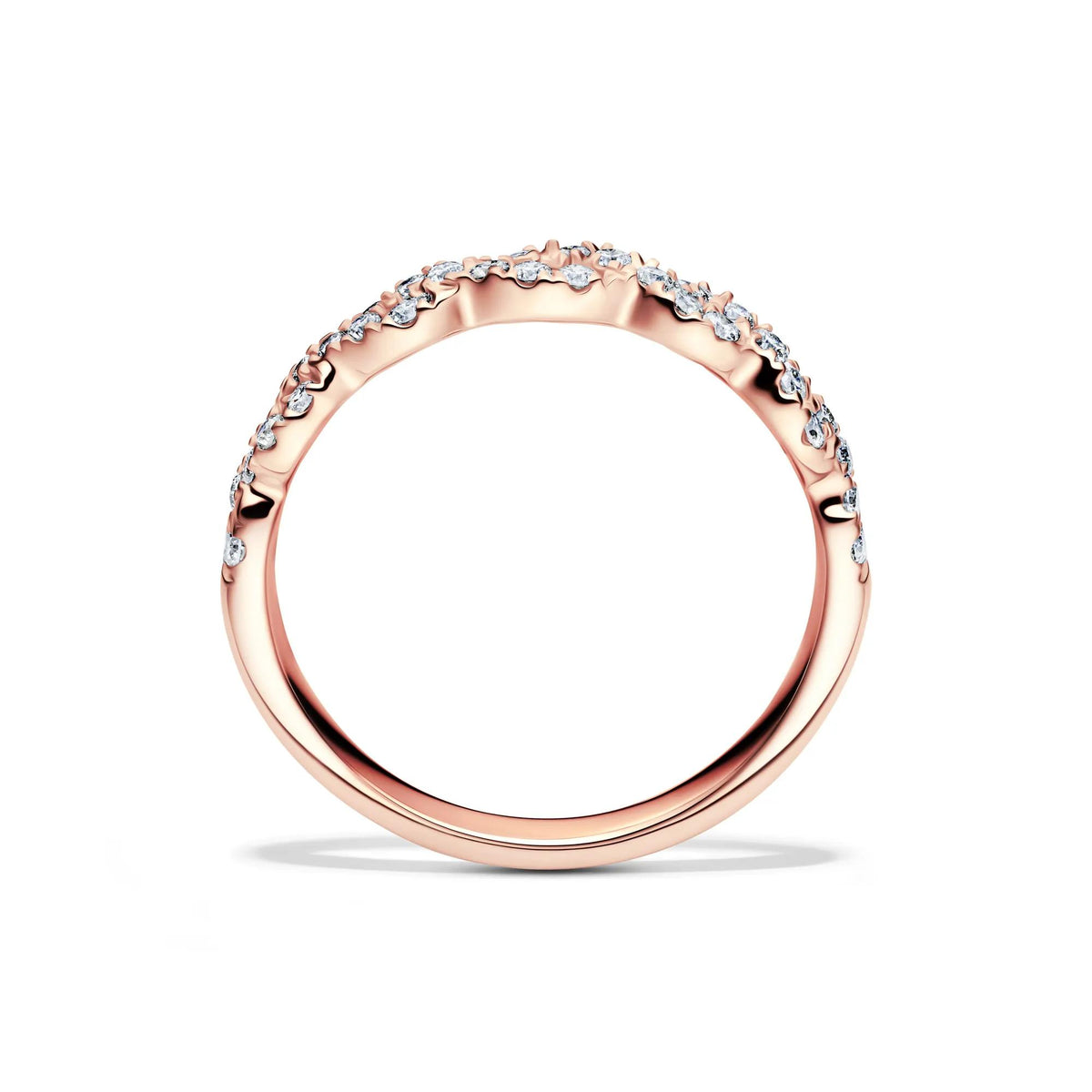 1/3 CT. Tw. Lab Grown Diamond Twist Band Ring 10K Rose Gold Round Brilliant Cut Size 8 2mm