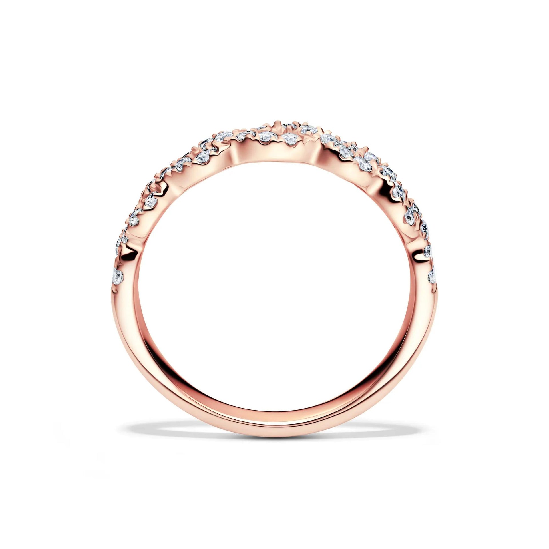 1/3 CT. Tw. Lab Grown Diamond Twist Band Ring 10K Rose Gold Round Brilliant Cut Size 7.5 2mm