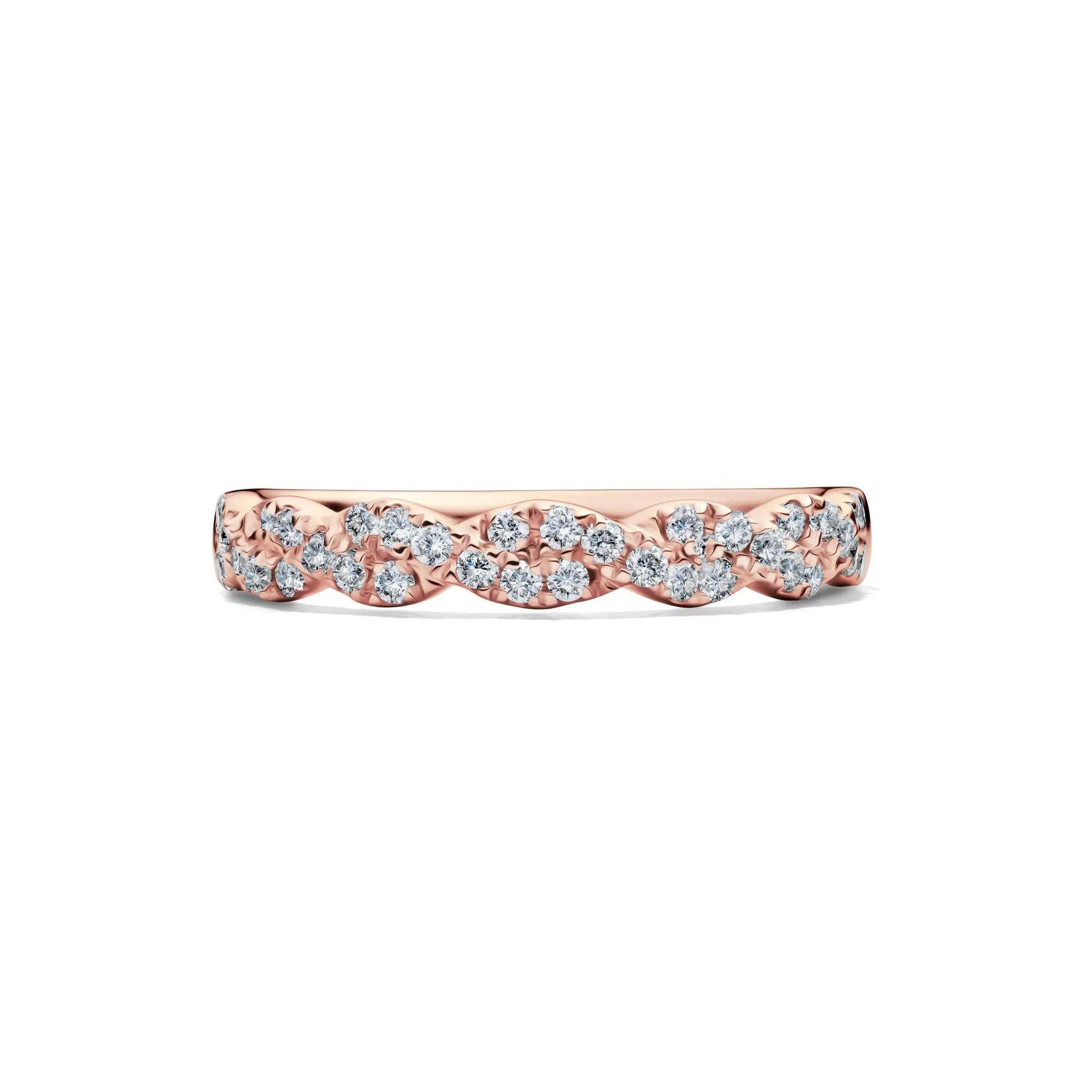 1/3 CT. Tw. Lab Grown Diamond Twist Band Ring 10K Rose Gold Round Brilliant Cut Size 7.5 2mm