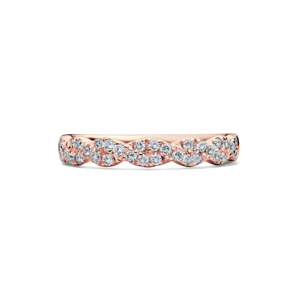 1/3 CT. Tw. Lab Grown Diamond Twist Band Ring 10K Rose Gold Round Brilliant Cut Size 8 2mm
