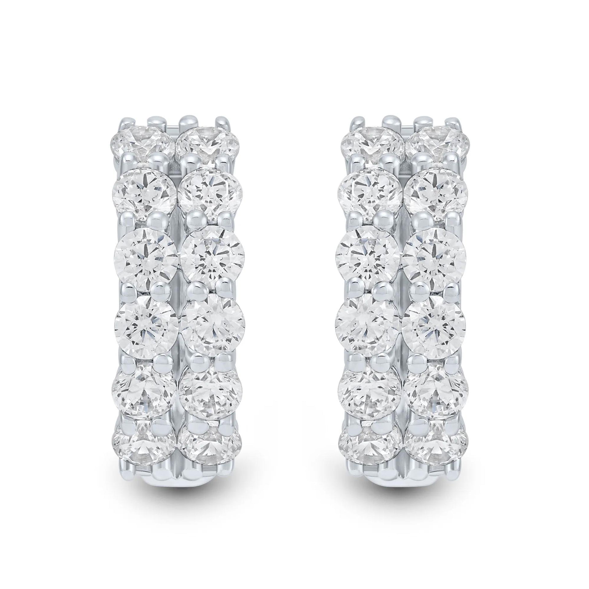 1/2 CT. Tw. Lab Grown Diamond Two-Row Hoop Earrings 10K White Gold Size 11.00mm
