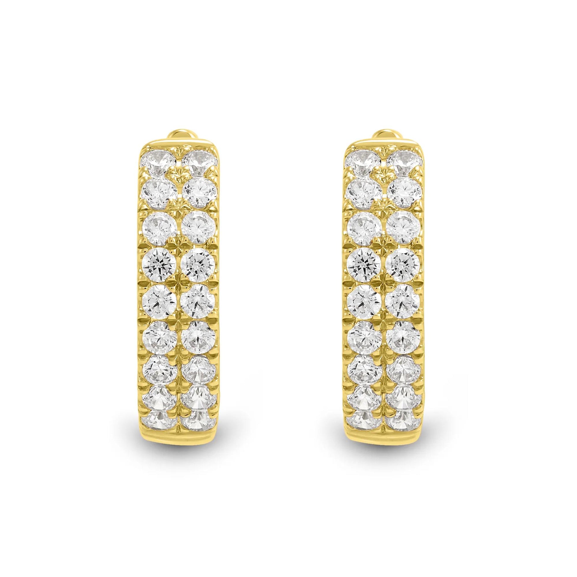3/4 CT. Tw. Lab Grown Diamond Two-Row Hoop Earrings 14K Yellow Gold Size 15.00mm