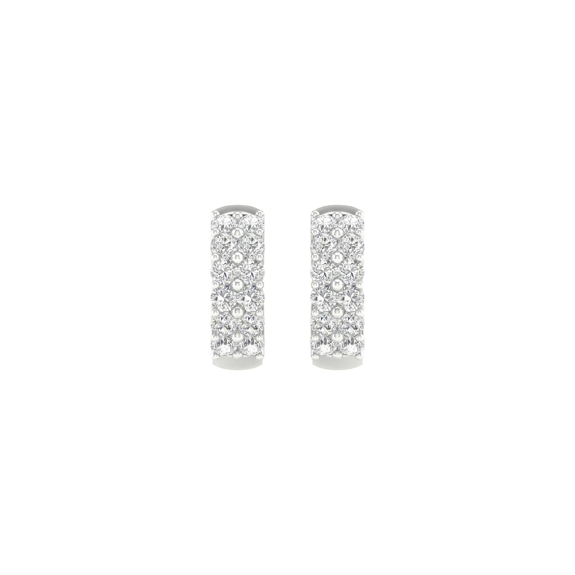 2 CT. Tw. Lab Grown Diamond Two-Row Hoop Earrings 14K White Gold Size 6.00mm