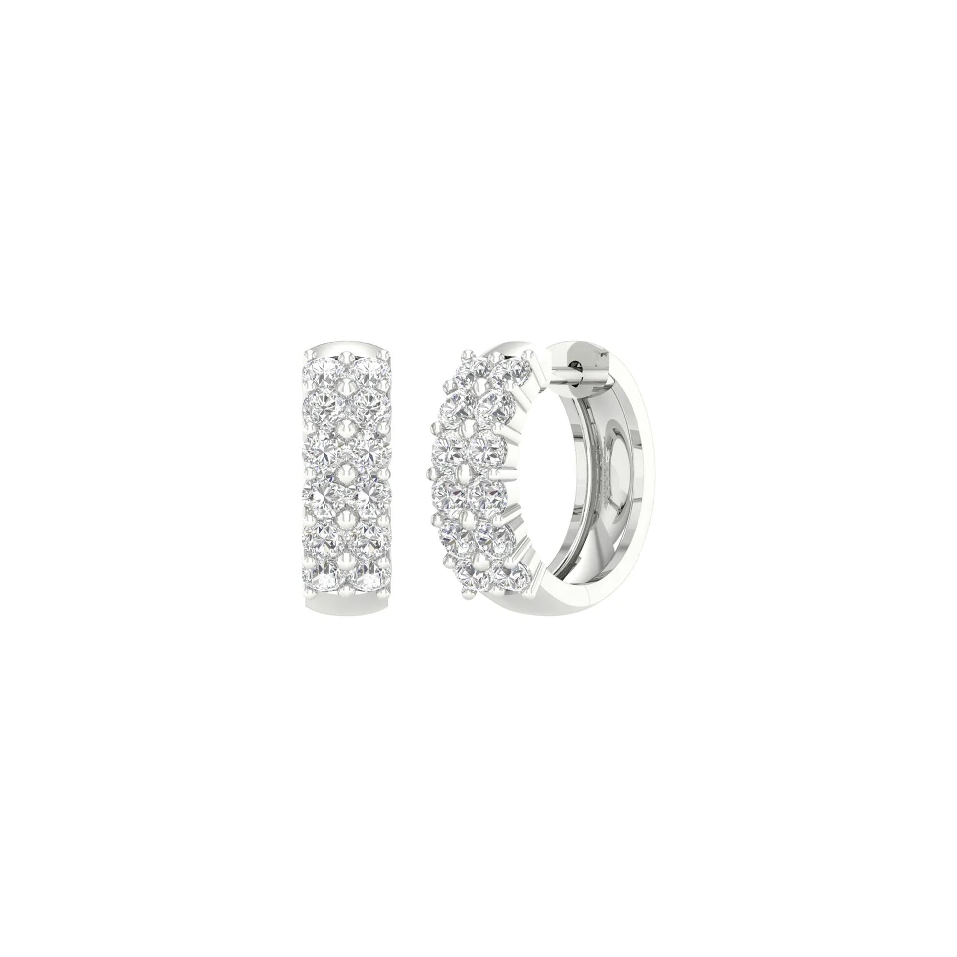 2 CT. Tw. Lab Grown Diamond Two-Row Hoop Earrings 14K White Gold Size 6.00mm