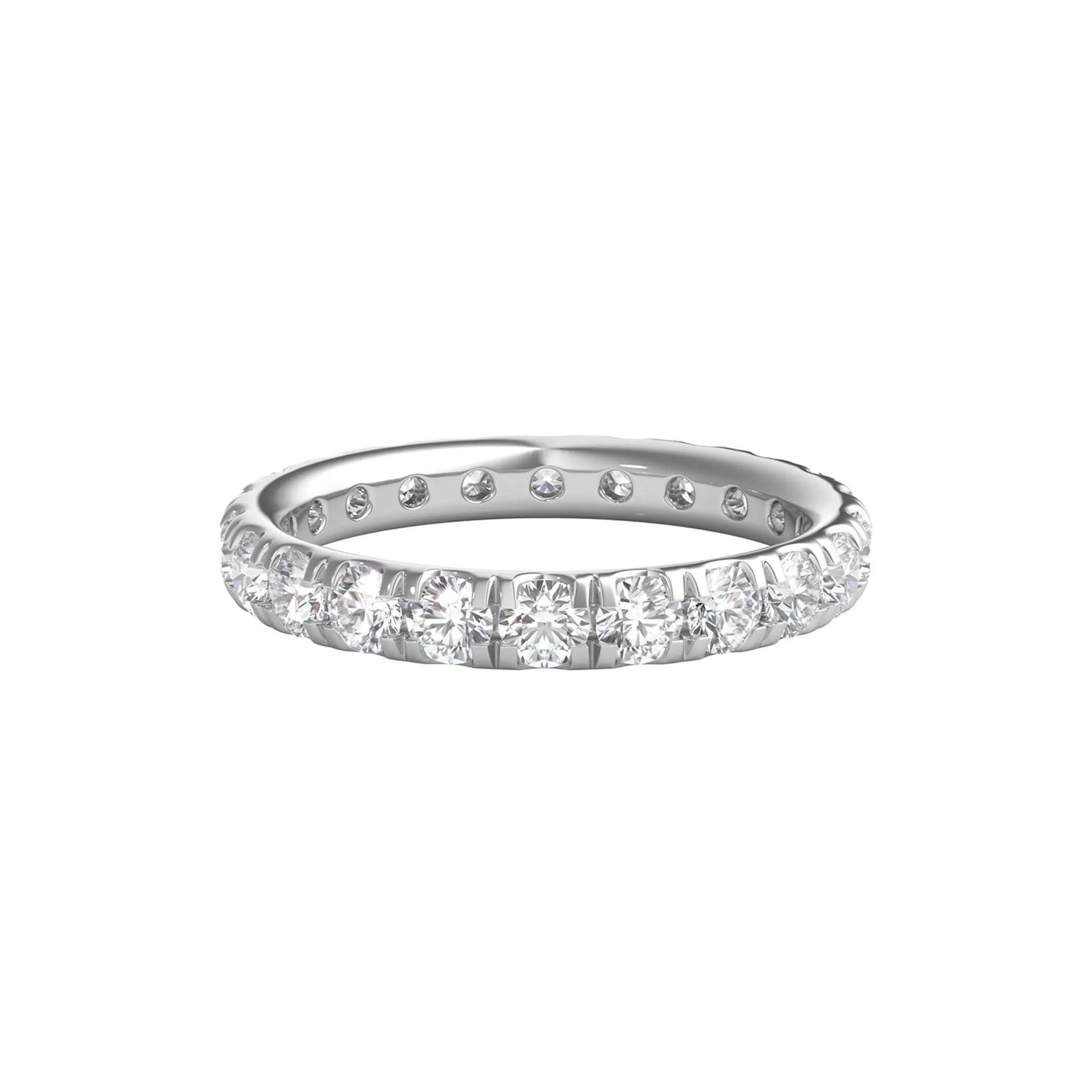 2 CT. Tw. Lab Grown Diamond Comfort Fit Eternity Band Ring 14K White Gold Round Brilliant Cut Size 6.5 2mm