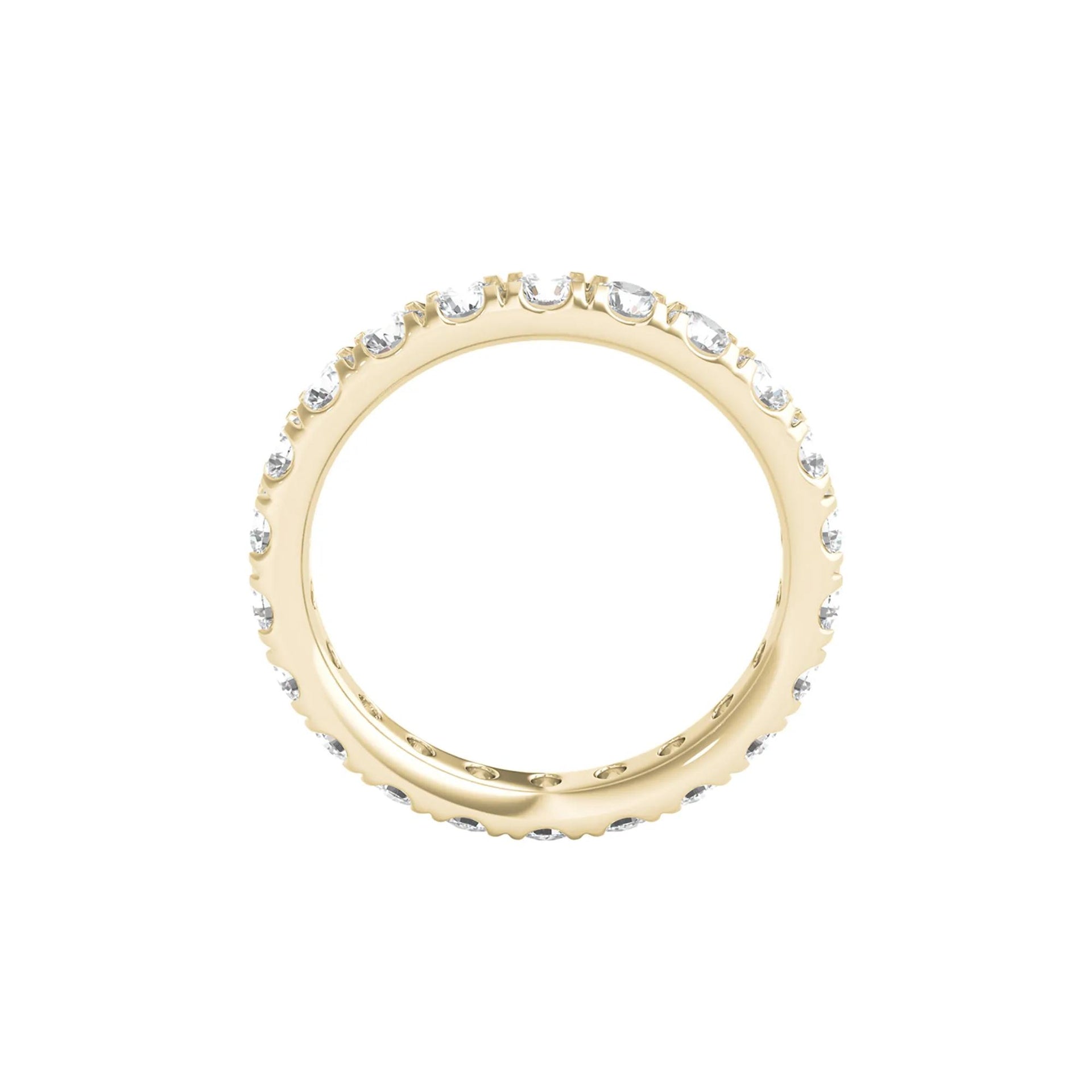 2 CT. Tw. Lab Grown Diamond Comfort Fit Eternity Band Ring 14K Yellow Gold Round Brilliant Cut Size 6 2mm