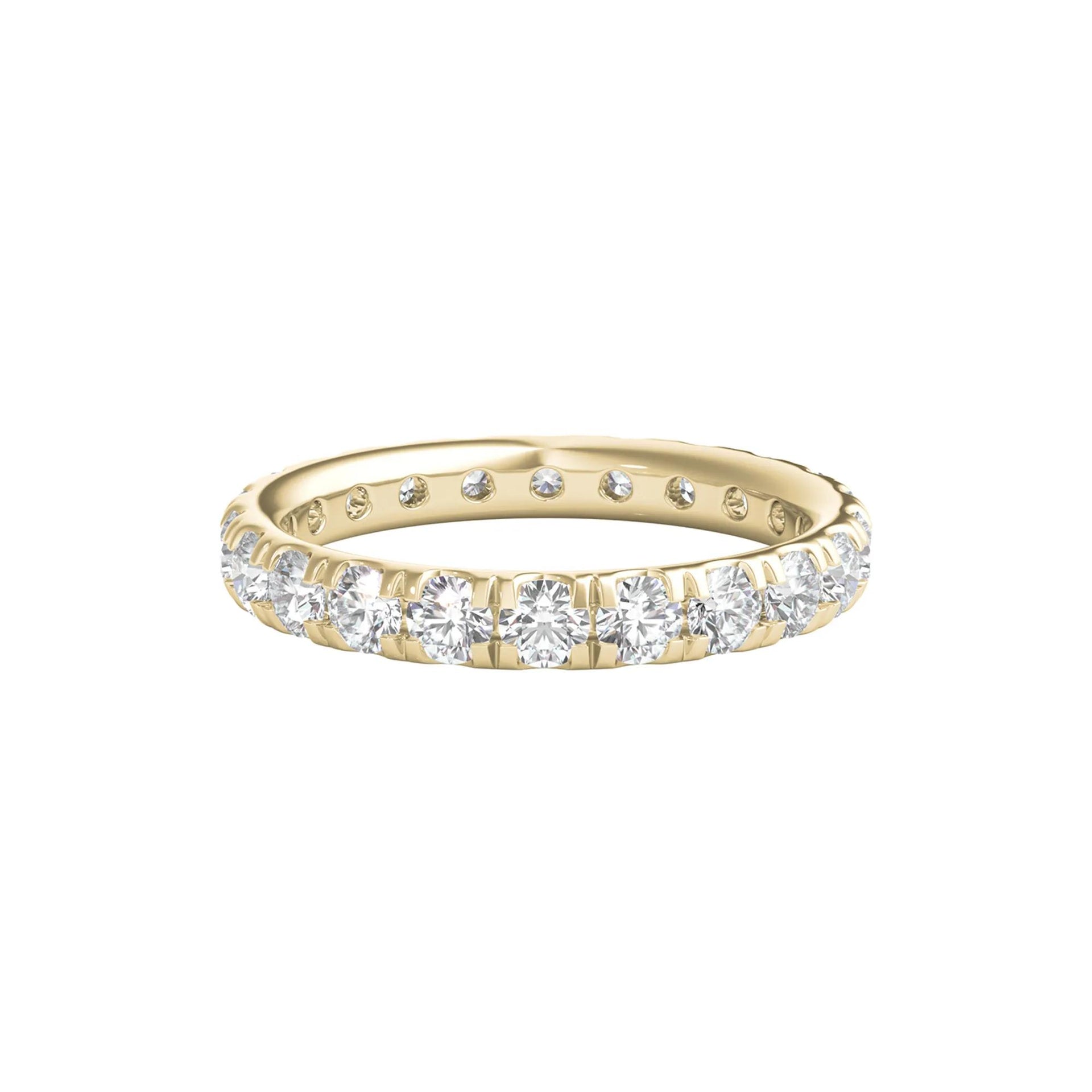 2 CT. Tw. Lab Grown Diamond Comfort Fit Eternity Band Ring 14K Yellow Gold Round Brilliant Cut Size 6 2mm