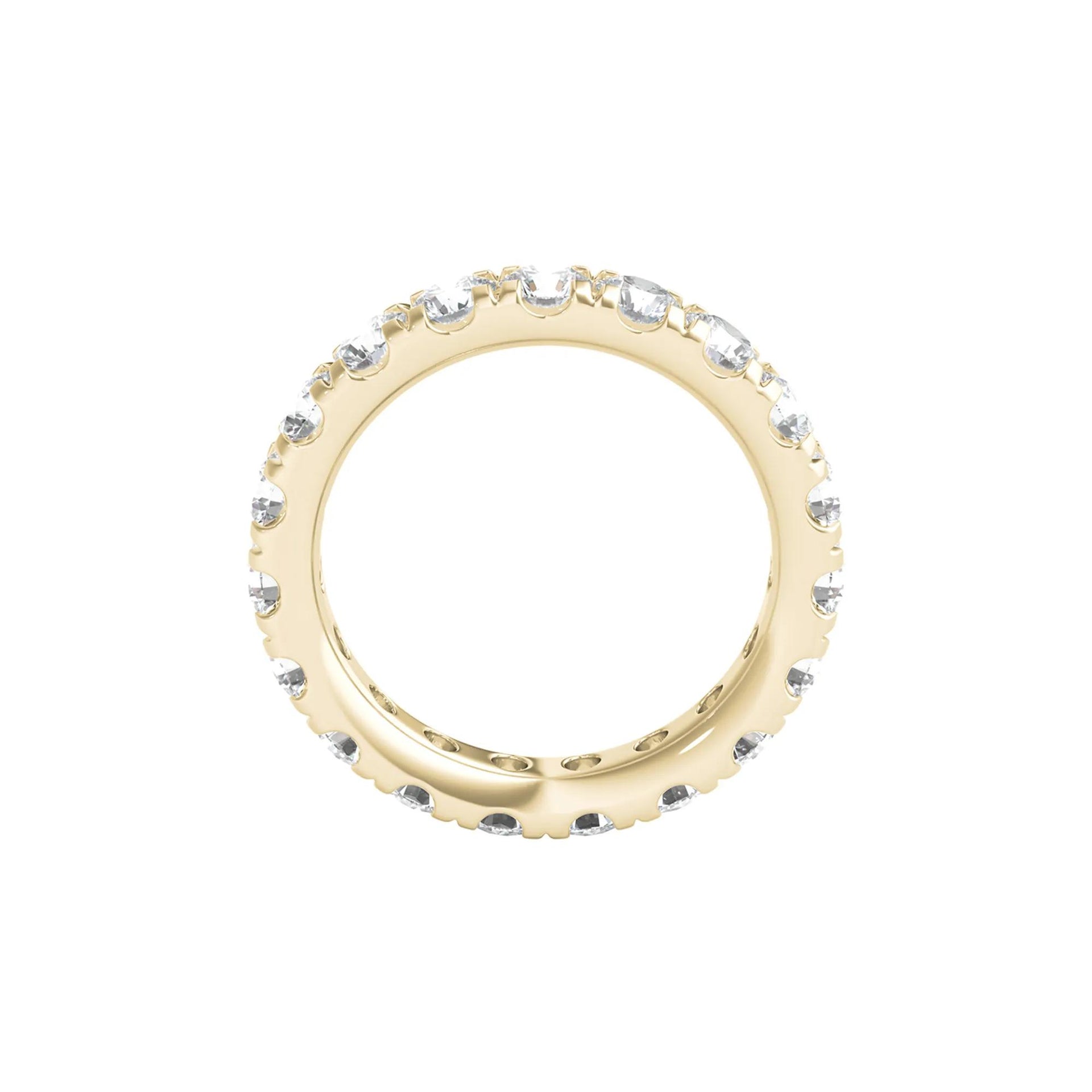 3 CT. Tw. Lab Grown Diamond Comfort Fit Eternity Band Ring 14K Yellow Gold Round Brilliant Cut Size 5 2mm