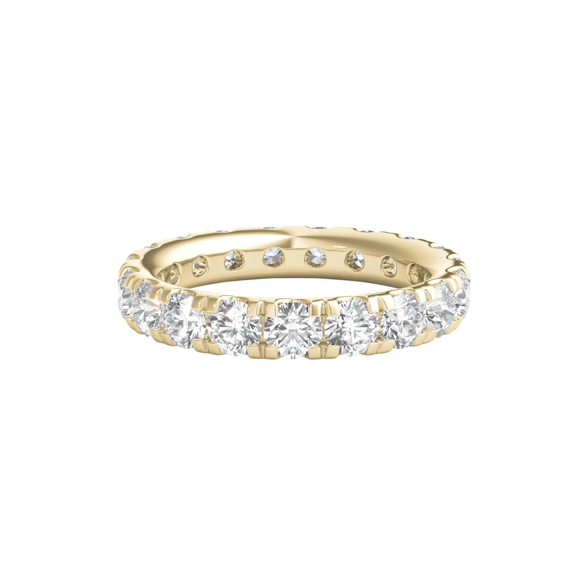 3 CT. Tw. Lab Grown Diamond Comfort Fit Eternity Band Ring 14K Yellow Gold Round Brilliant Cut Size 8 2mm