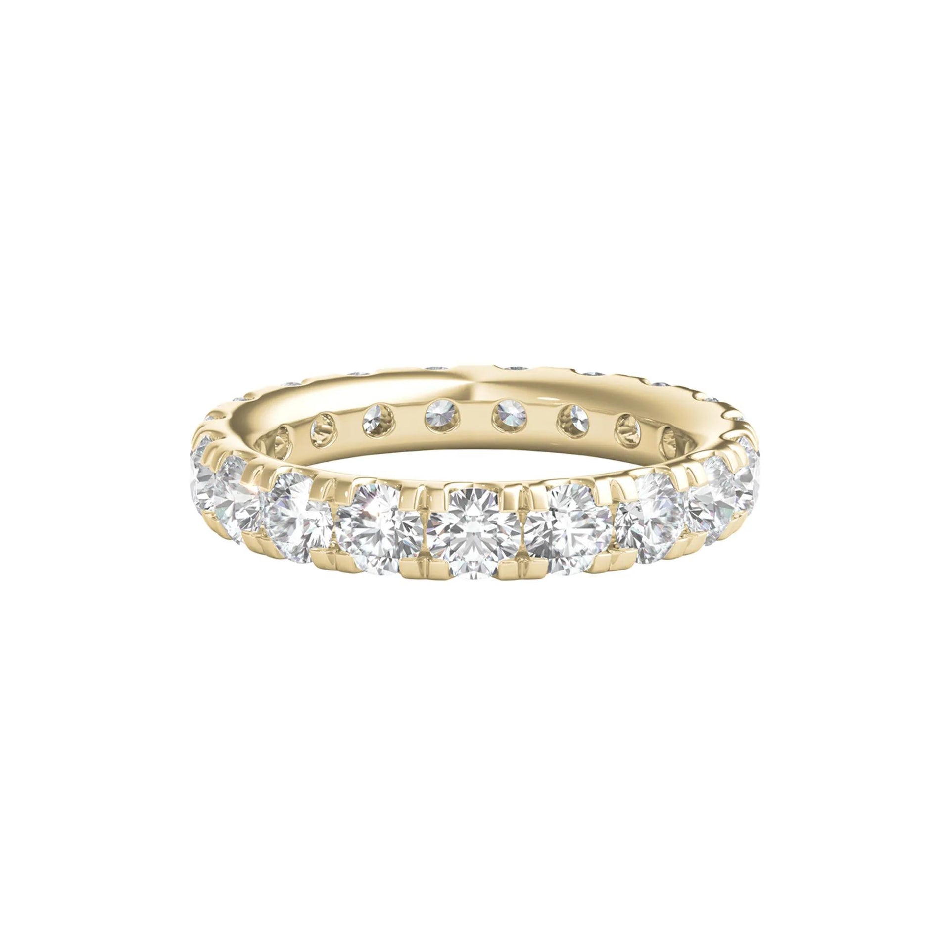 3 CT. Tw. Lab Grown Diamond Comfort Fit Eternity Band Ring 14K Yellow Gold Round Brilliant Cut Size 5 2mm