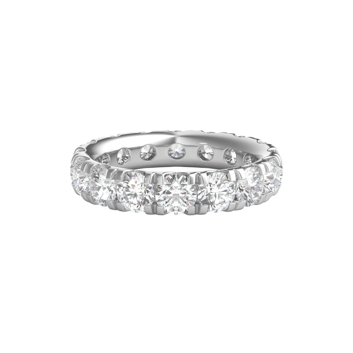 5 CT. Tw. Lab Grown Diamond Comfort Fit Eternity Band Ring Platinum Round Brilliant Cut White Size 6.5 2mm