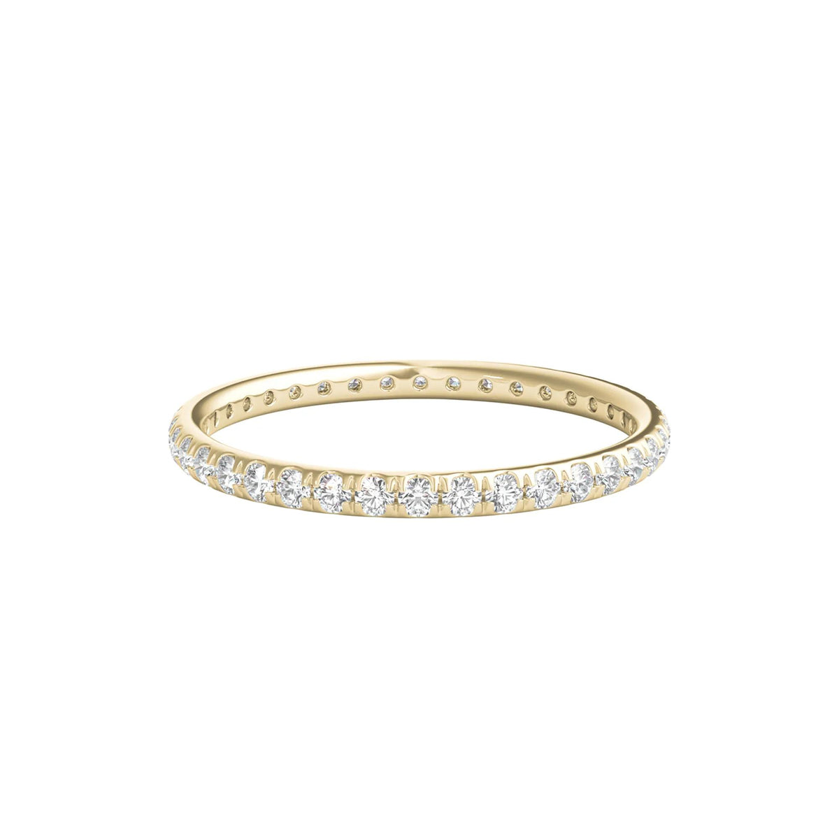 1/2 CT. Tw. Lab Grown Diamond Comfort Fit Eternity Band Ring 14K Yellow Gold Round Brilliant Cut Size 7.5 2mm