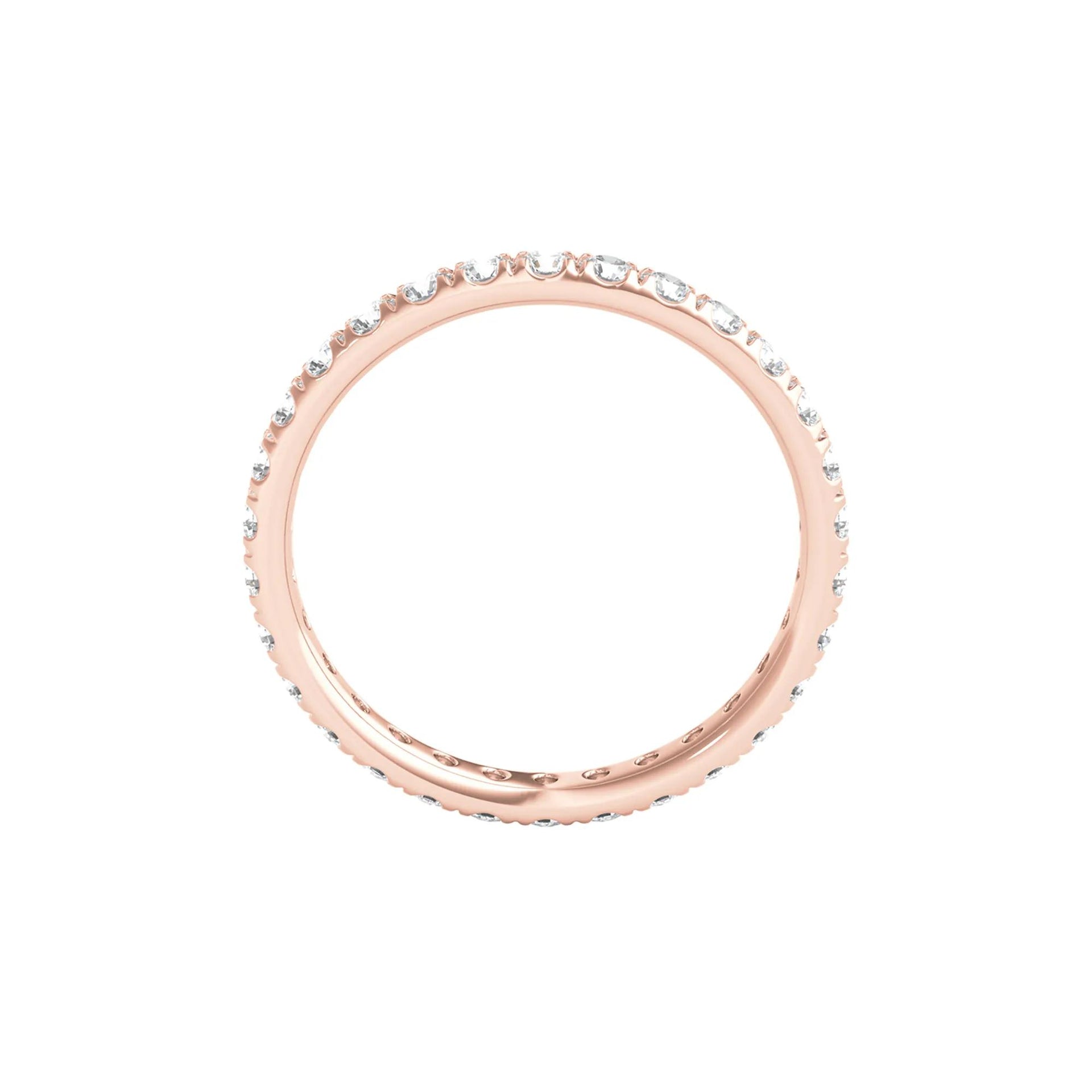 1 CT. Tw. Lab Grown Diamond Comfort Fit Eternity Band Ring 14K Rose Gold Round Brilliant Cut Size 4.5 2mm