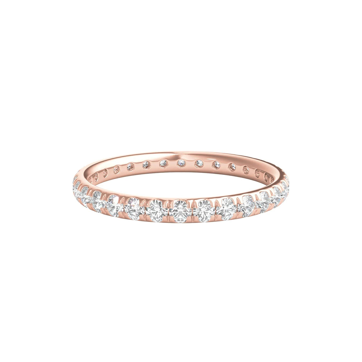 1 CT. Tw. Lab Grown Diamond Comfort Fit Eternity Band Ring 14K Rose Gold Round Brilliant Cut Size 4.5 2mm