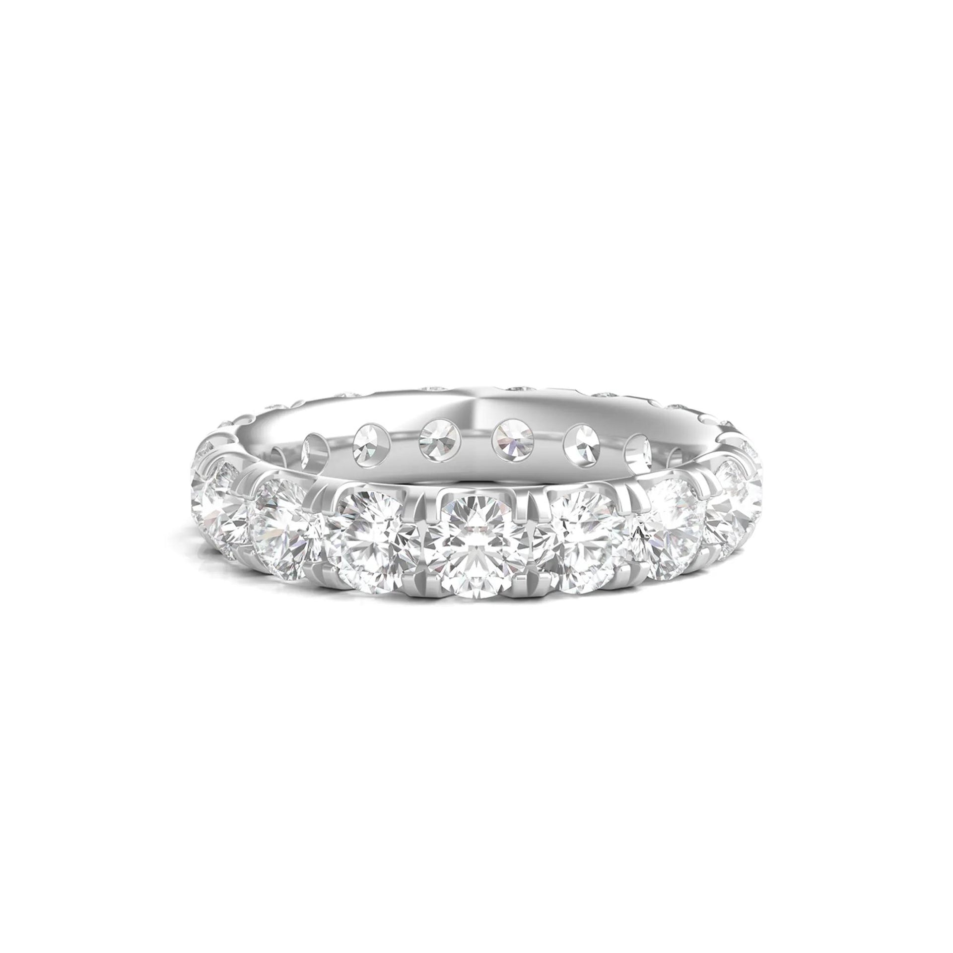 4 CT. Tw. Lab Grown Round Diamond Eternity Band Ring 14K White Gold Round Brilliant Cut Size 5.5 2mm