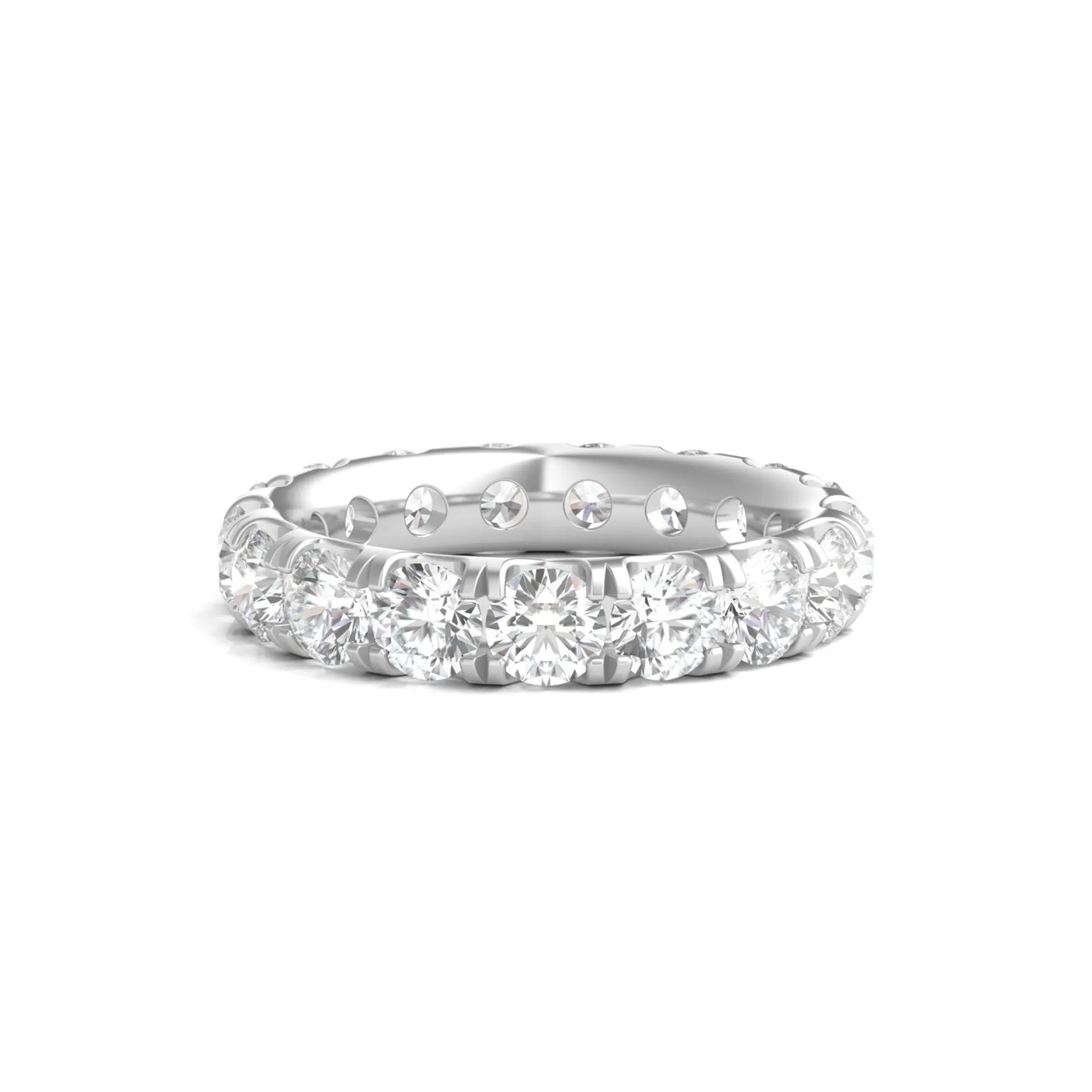 4 CT. Tw. Lab Grown Round Diamond Eternity Band Ring Platinum Round Brilliant Cut White Size 6.5 2mm