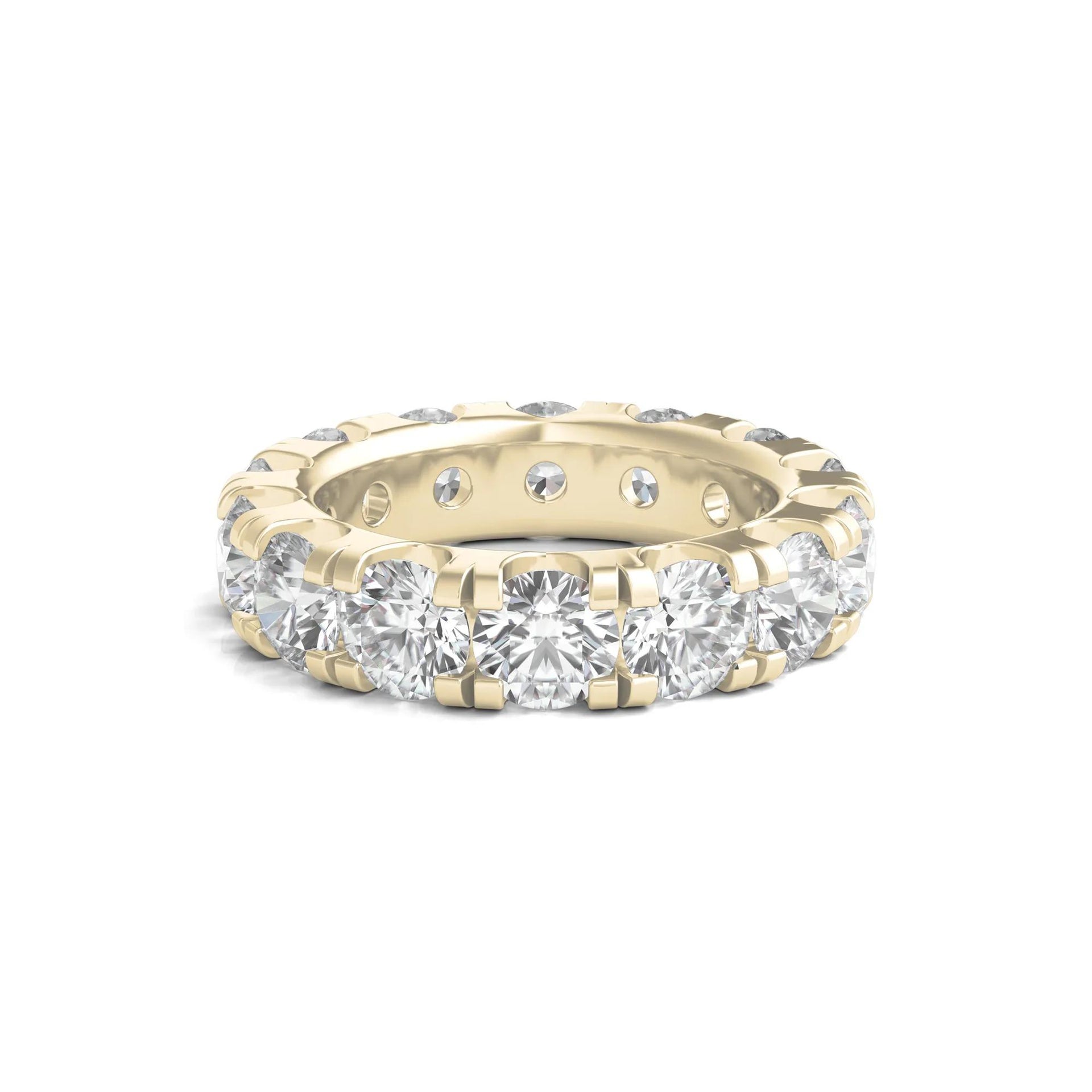 7 CT. Tw. Lab Grown Round Diamond Eternity Band Ring 14K Yellow Gold Round Brilliant Cut Size 5 2mm