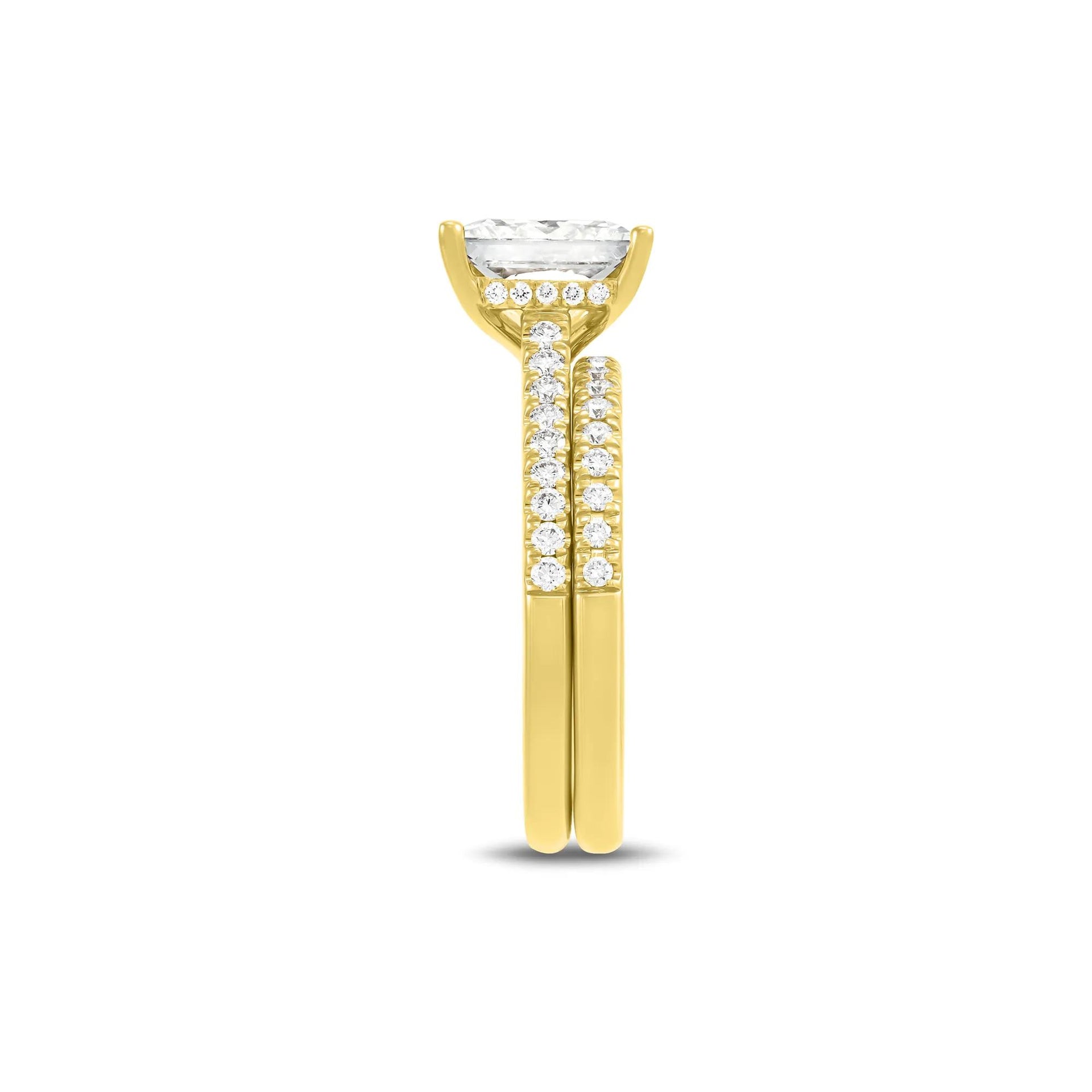 3 1/2 CT. Tw. Lab Grown Diamond Wedding Set 14K Yellow Gold Ring Size 8.5 1mm