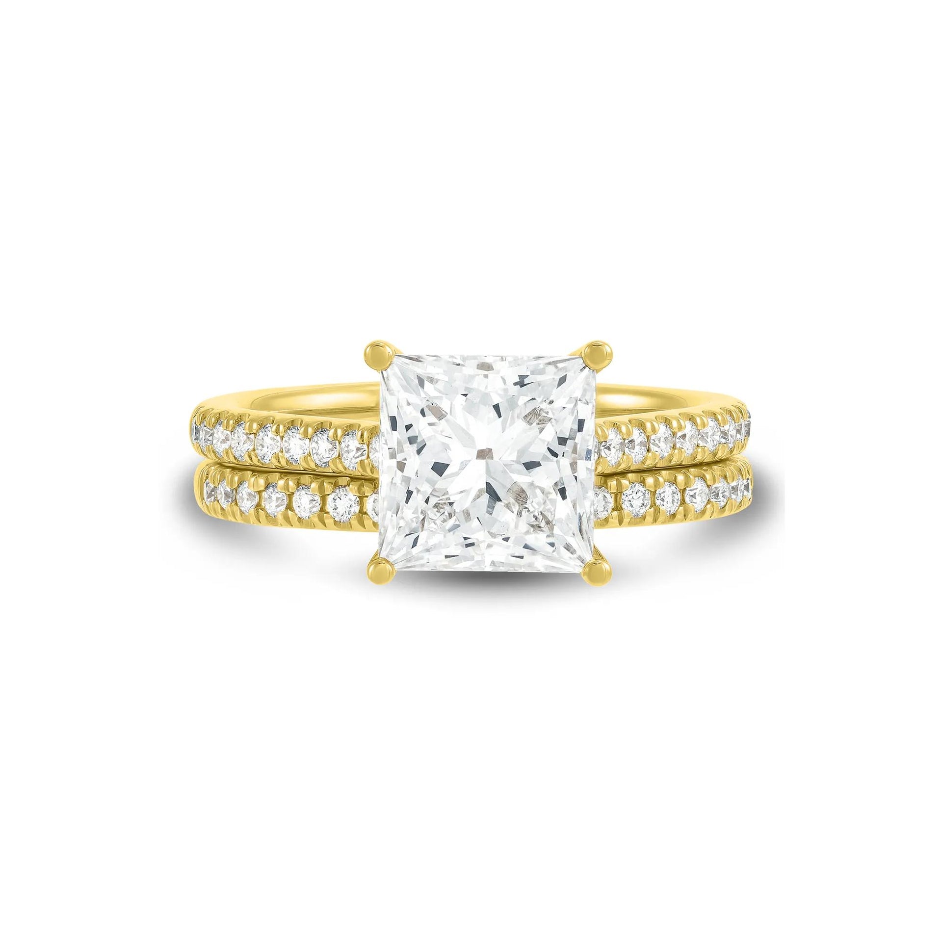 3 1/2 CT. Tw. Lab Grown Diamond Wedding Set 14K Yellow Gold Ring Size 8.5 1mm
