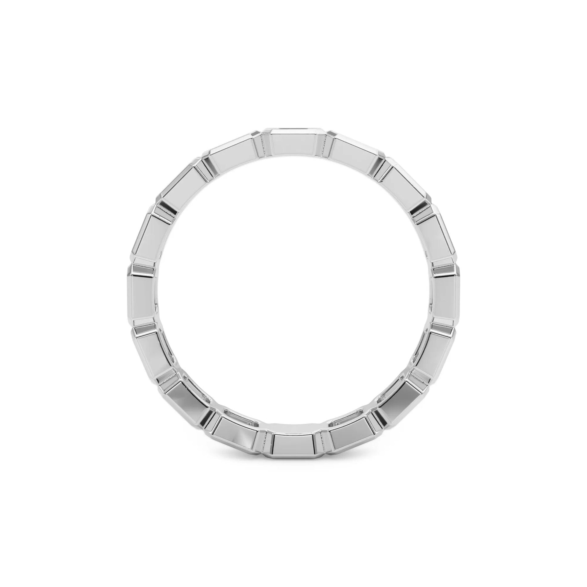 Lab Grown Diamond Bezel-Set Emerald-Cut True Eternity Band Ring Platinum White Size 5.5 3mm