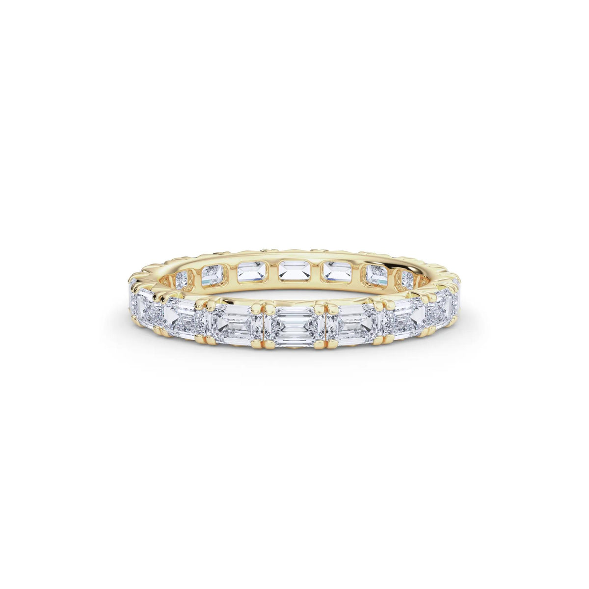 2 1/7 CT. Tw. Lab Grown Emerald-Cut Diamond Eternity Band Ring 14K Yellow Gold Size 4.5 3mm
