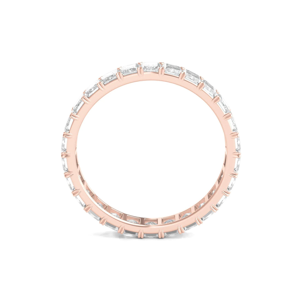 2 CT. Tw. Lab Grown Emerald-Cut Diamond Eternity Band Ring 14K Rose Gold Size 8 2mm