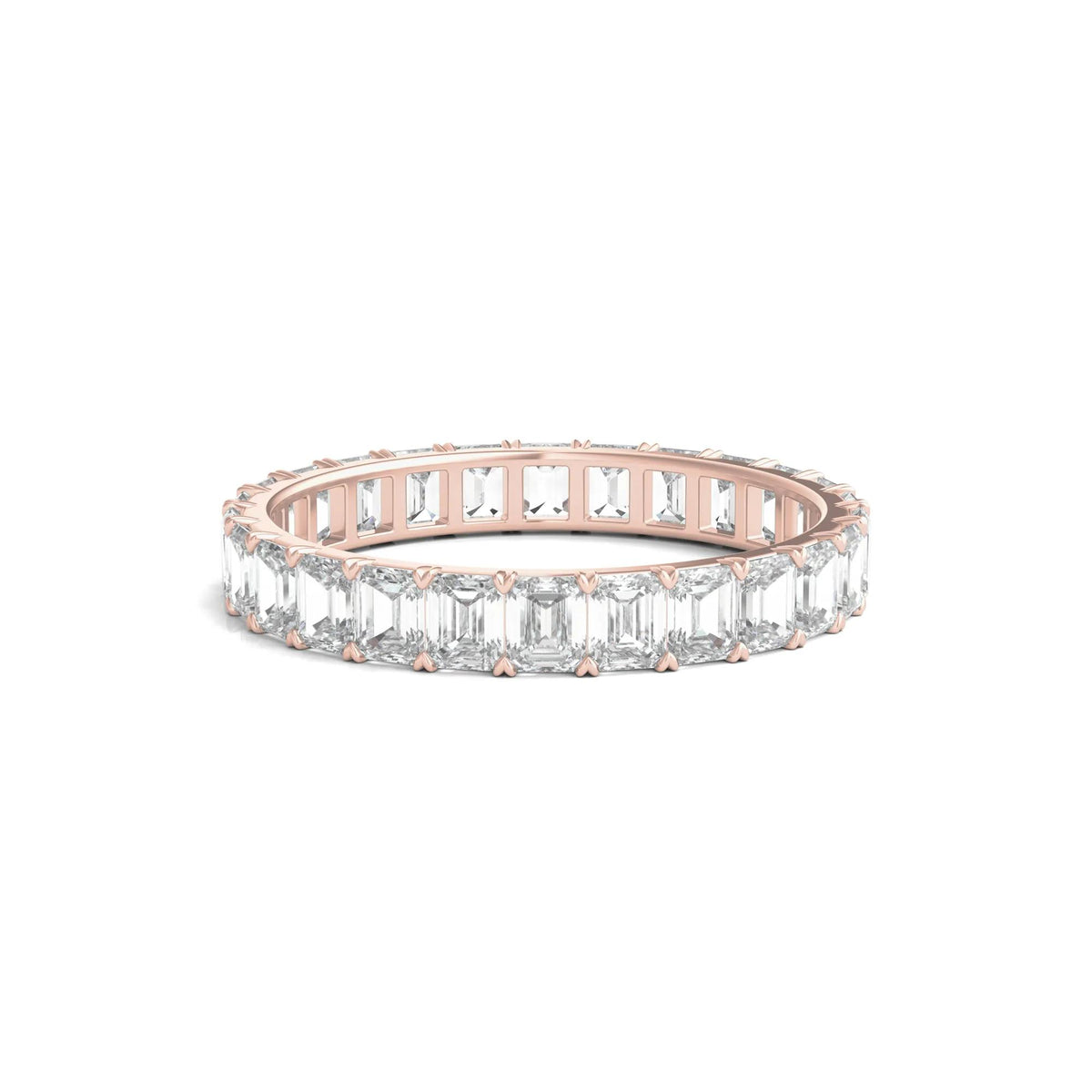 2 CT. Tw. Lab Grown Emerald-Cut Diamond Eternity Band Ring 14K Rose Gold Size 8 2mm