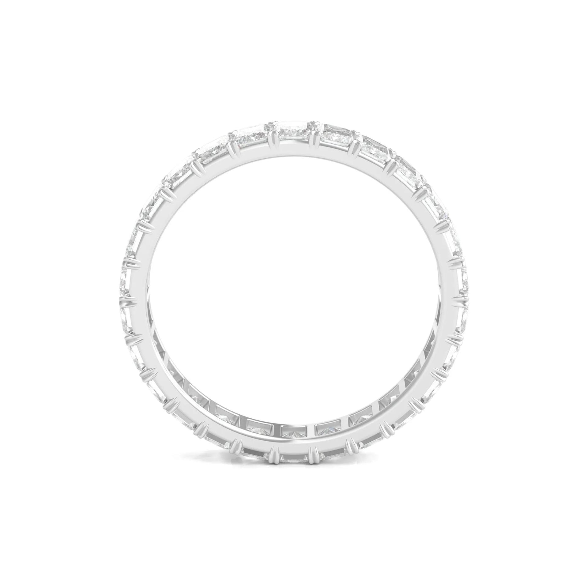 2 CT. Tw. Lab Grown Emerald-Cut Diamond Eternity Band Ring 14K White Gold Size 4 3mm