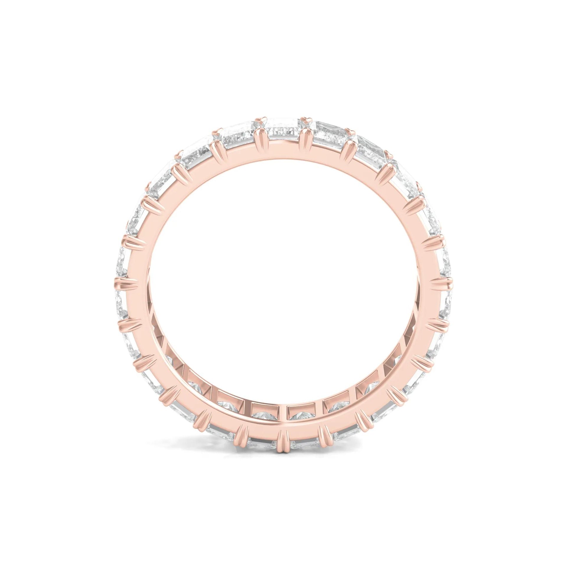 4 CT. Tw. Lab Grown Emerald-Cut Diamond Eternity Band Ring 14K Rose Gold Size 7.5 4mm