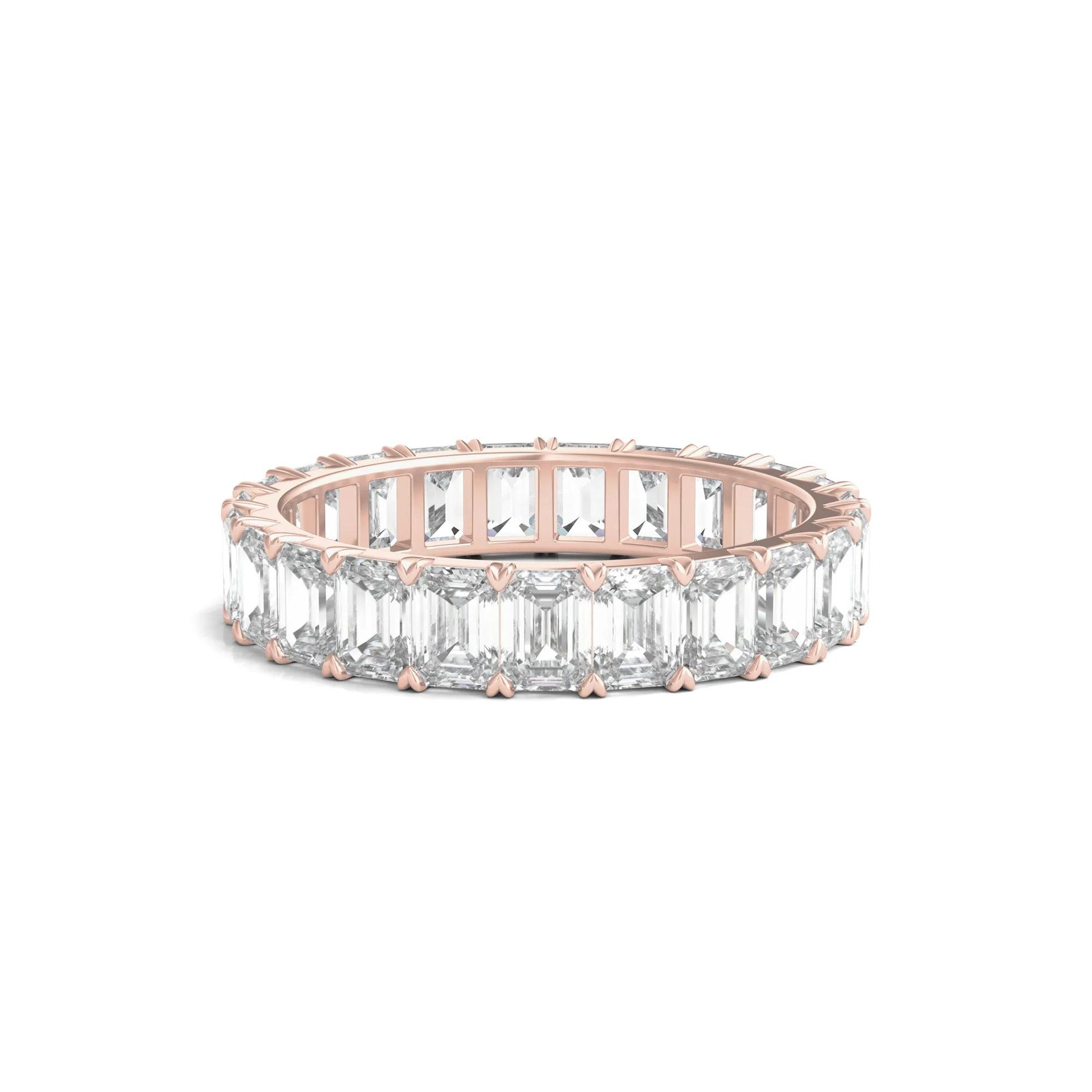 4 CT. Tw. Lab Grown Emerald-Cut Diamond Eternity Band Ring 14K Rose Gold Size 7.5 4mm