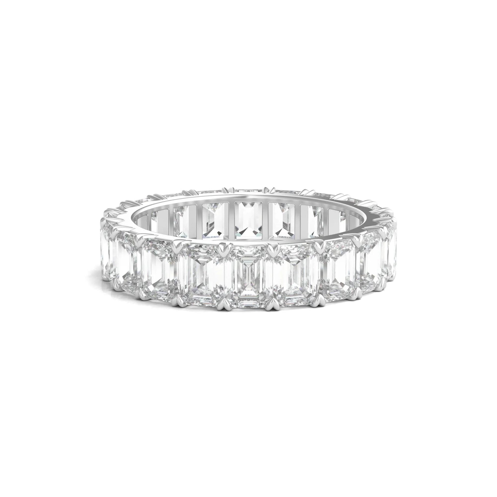 5 CT. Tw. Lab Grown Emerald-Cut Diamond Eternity Band Ring 14K White Gold Size 6 4mm