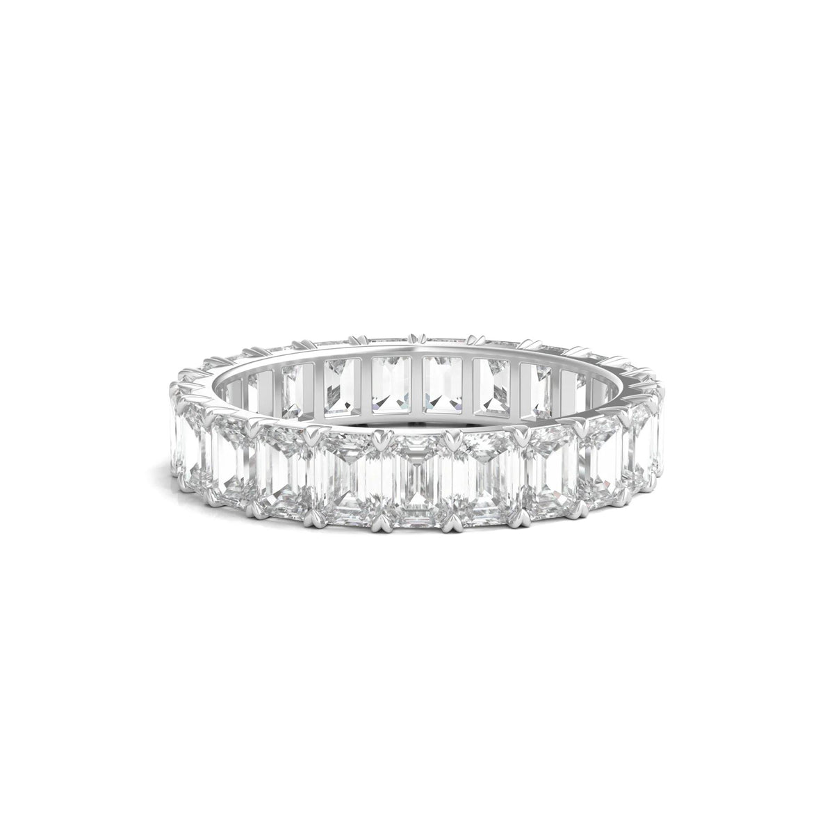 4 CT. Tw. Lab Grown Emerald-Cut Diamond Eternity Band Ring Platinum White Size 5 4mm