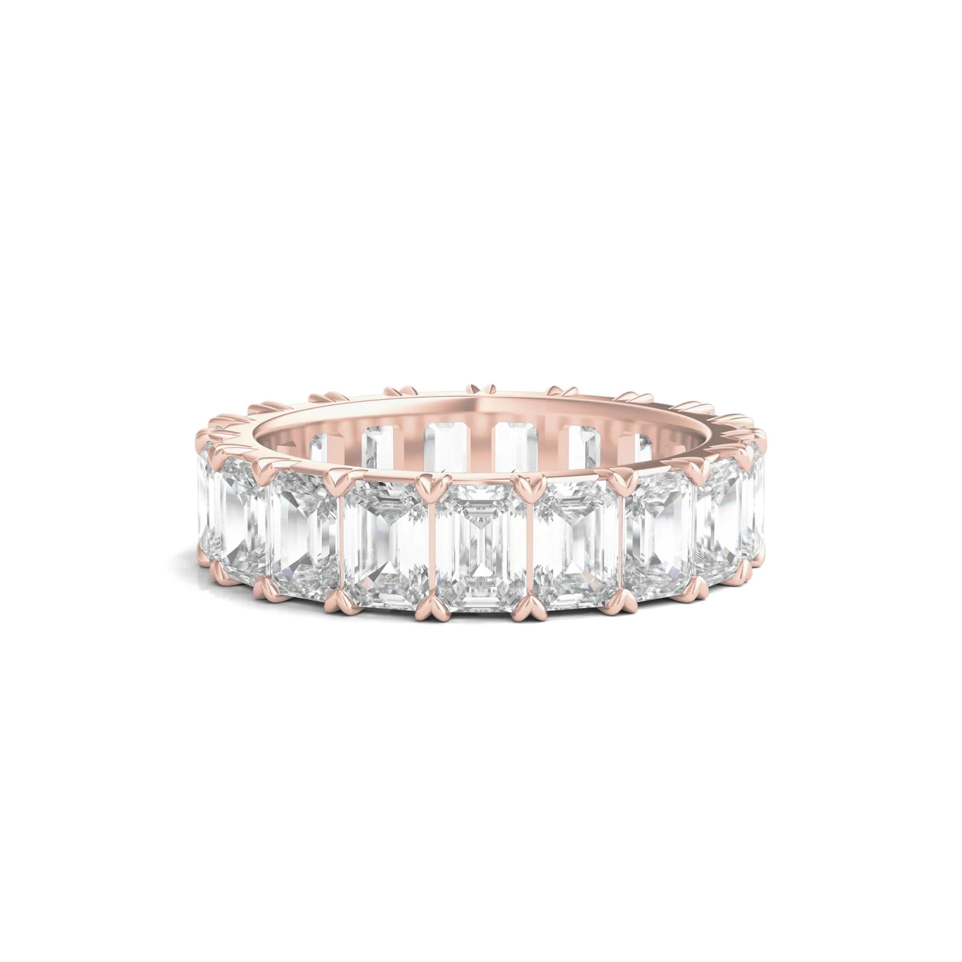 7 CT. Tw. Lab Grown Emerald-Cut Diamond Eternity Band Ring 14K Rose Gold Size 7 3mm