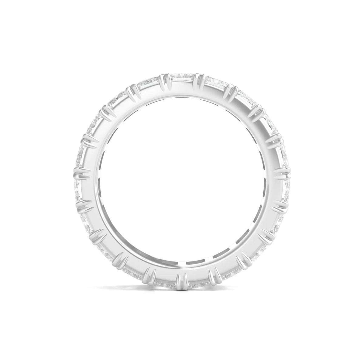 7 CT. Tw. Lab Grown Emerald-Cut Diamond Eternity Band Ring 14K White Gold Size 7.5 3mm