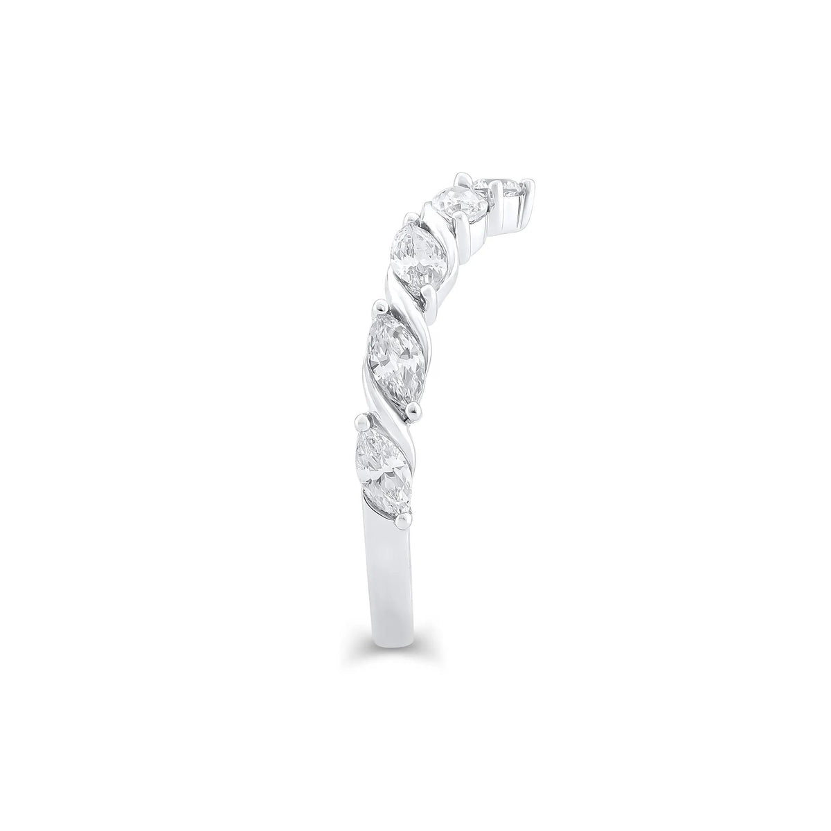 1 CT. Tw. Lab Grown Marquise Diamond Twist Contour Ring 14K White Gold Size 8