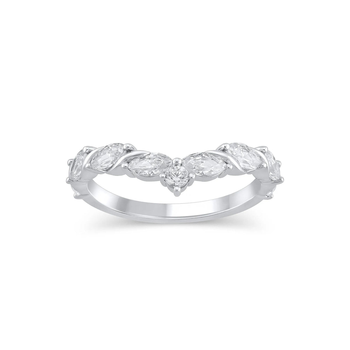 1 CT. Tw. Lab Grown Marquise Diamond Twist Contour Ring 14K White Gold Size 8