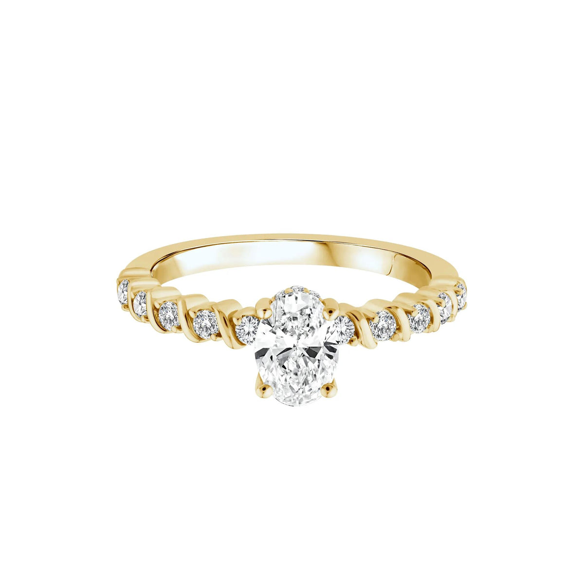 1 CT. Tw. Lab Grown Oval Diamond Engagement Ring 10K Yellow Gold Size 6