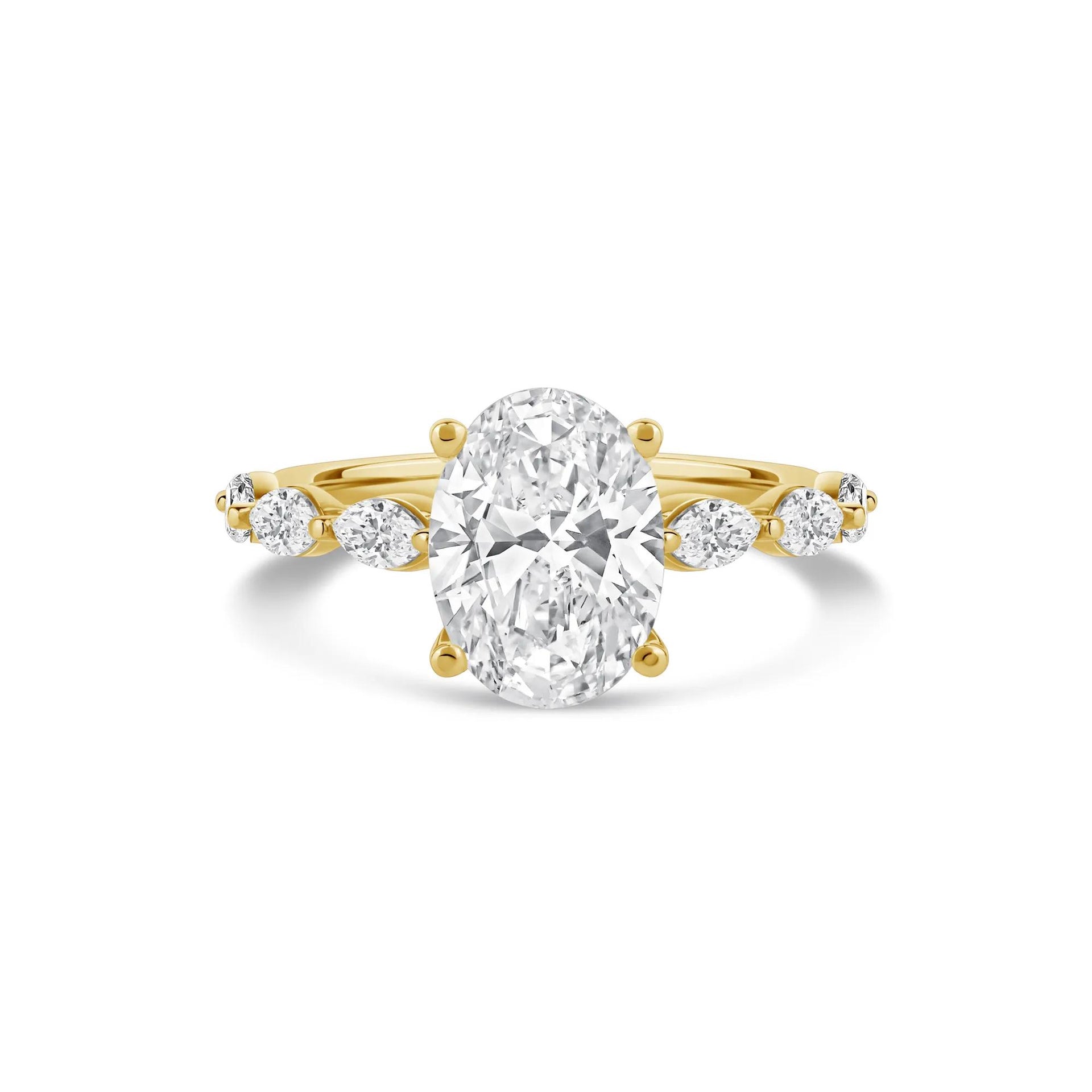 3/4 CT. Tw. Lab Grown Oval Diamond Engagement Ring 14K Yellow Gold Size 7.5 2mm