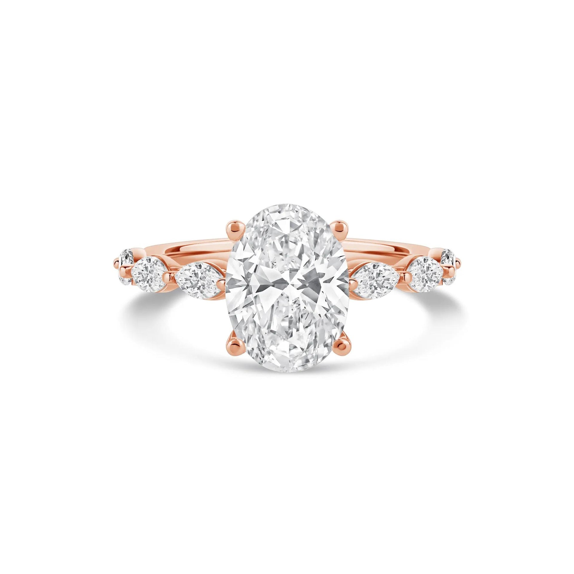 3/4 CT. Tw. Lab Grown Oval Diamond Engagement Ring 14K Rose Gold Size 7 2mm