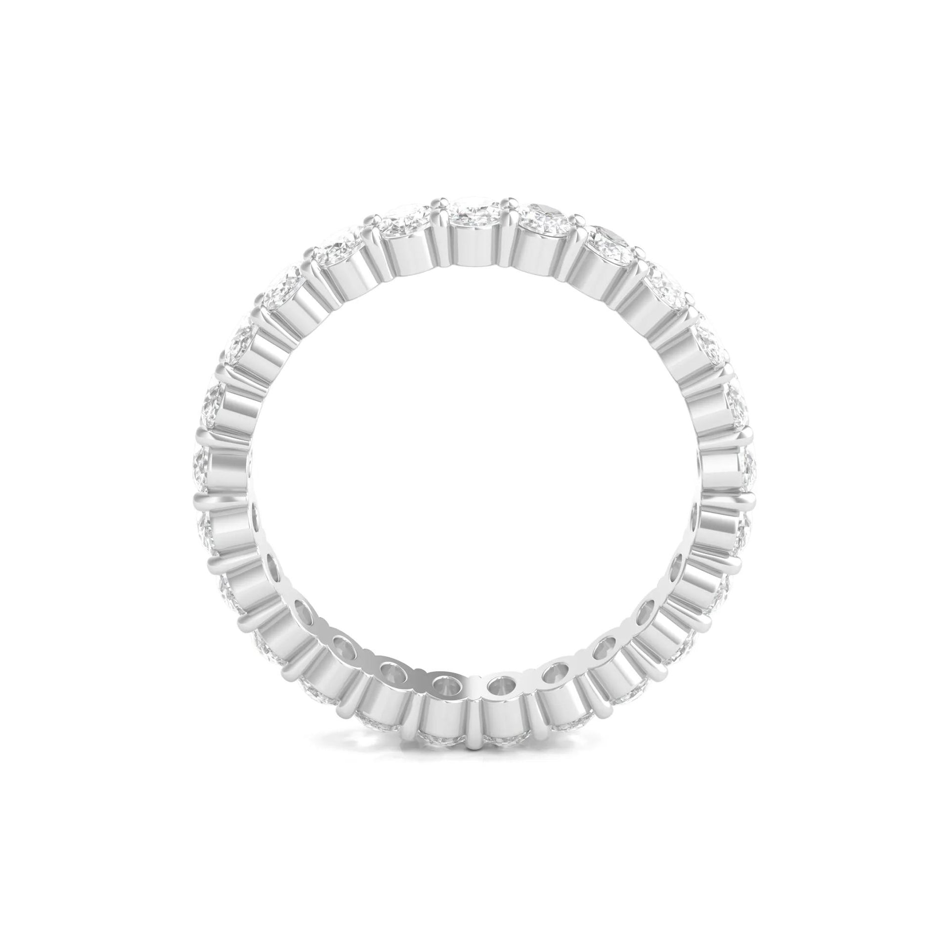 2 CT. Tw. Lab Grown Oval Diamond Eternity Band Ring 14K White Gold Size 4.5 4mm