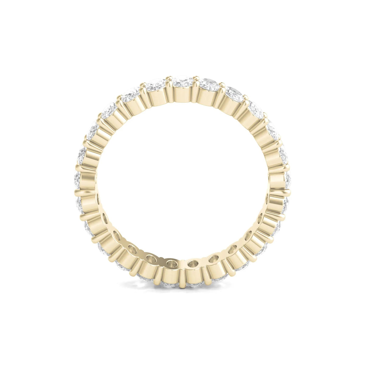 2 CT. Tw. Lab Grown Oval Diamond Eternity Band Ring 14K Yellow Gold Size 7.5 4mm