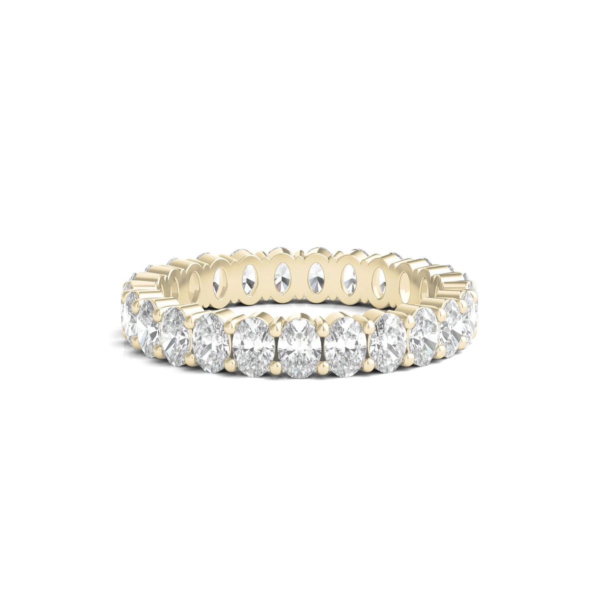 2 CT. Tw. Lab Grown Oval Diamond Eternity Band Ring 14K Yellow Gold Size 7.5 4mm