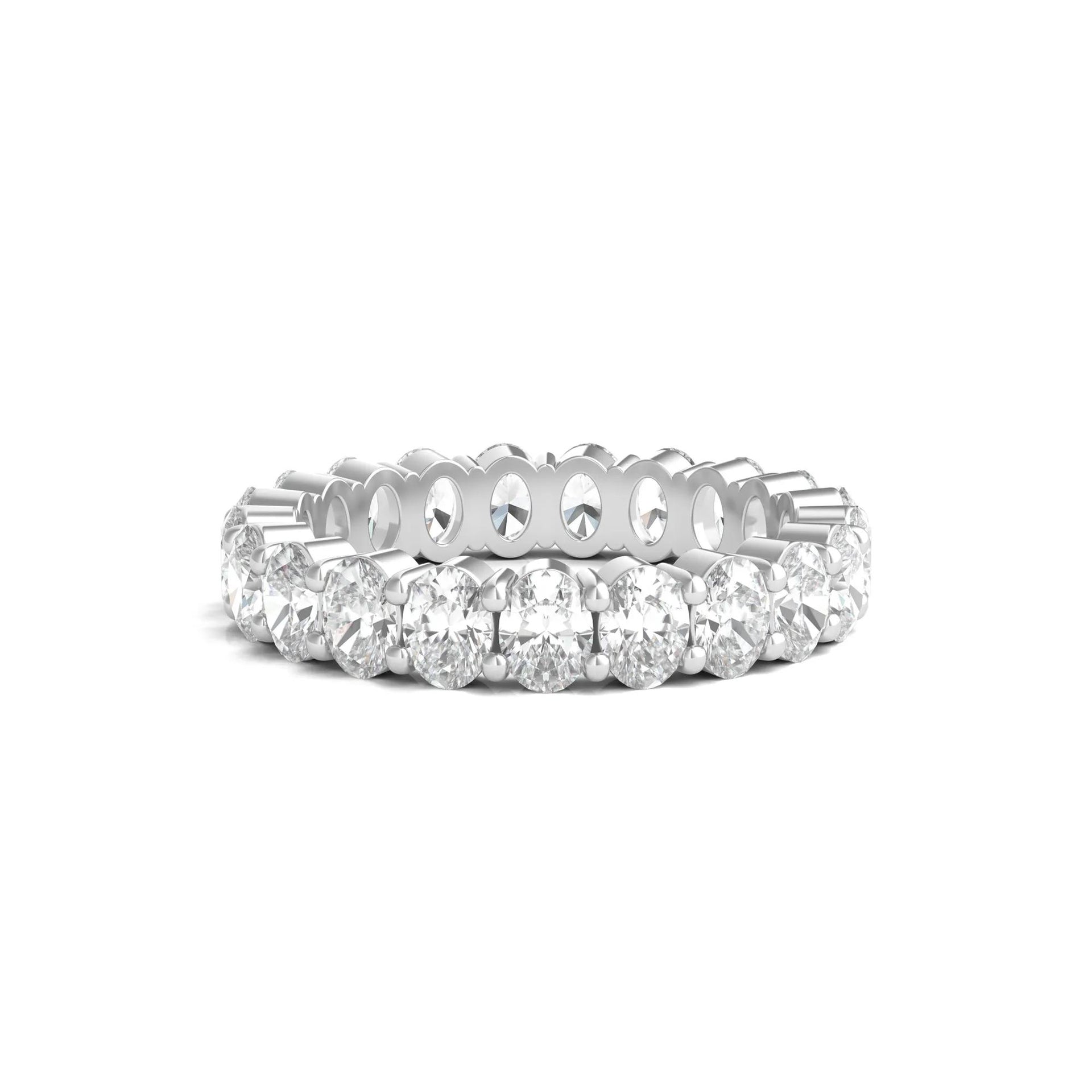 3 CT. Tw. Lab Grown Oval Diamond Eternity Band Ring 14K White Gold Size 7 3mm