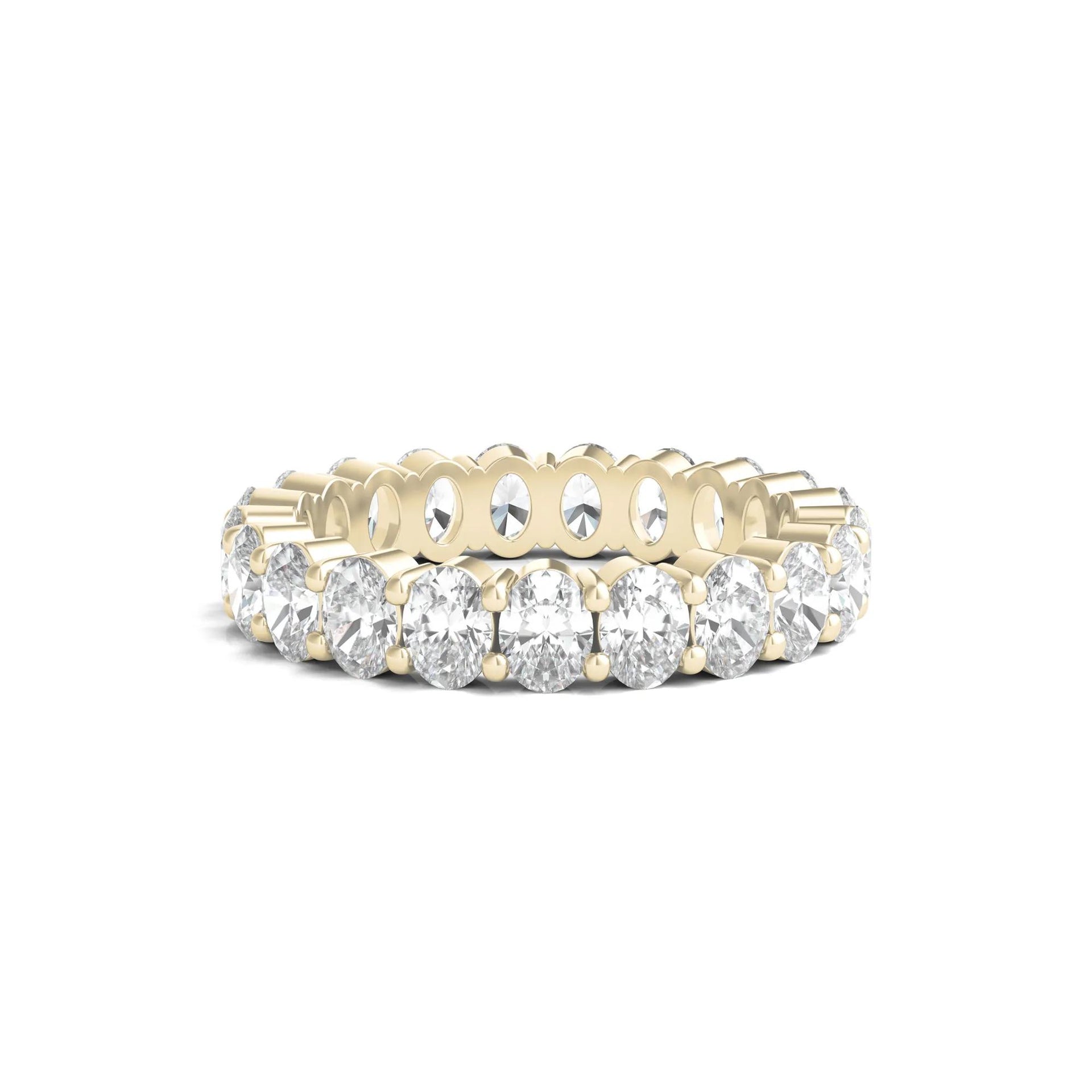 3 CT. Tw. Lab Grown Oval Diamond Eternity Band Ring 14K Yellow Gold Size 7 3mm