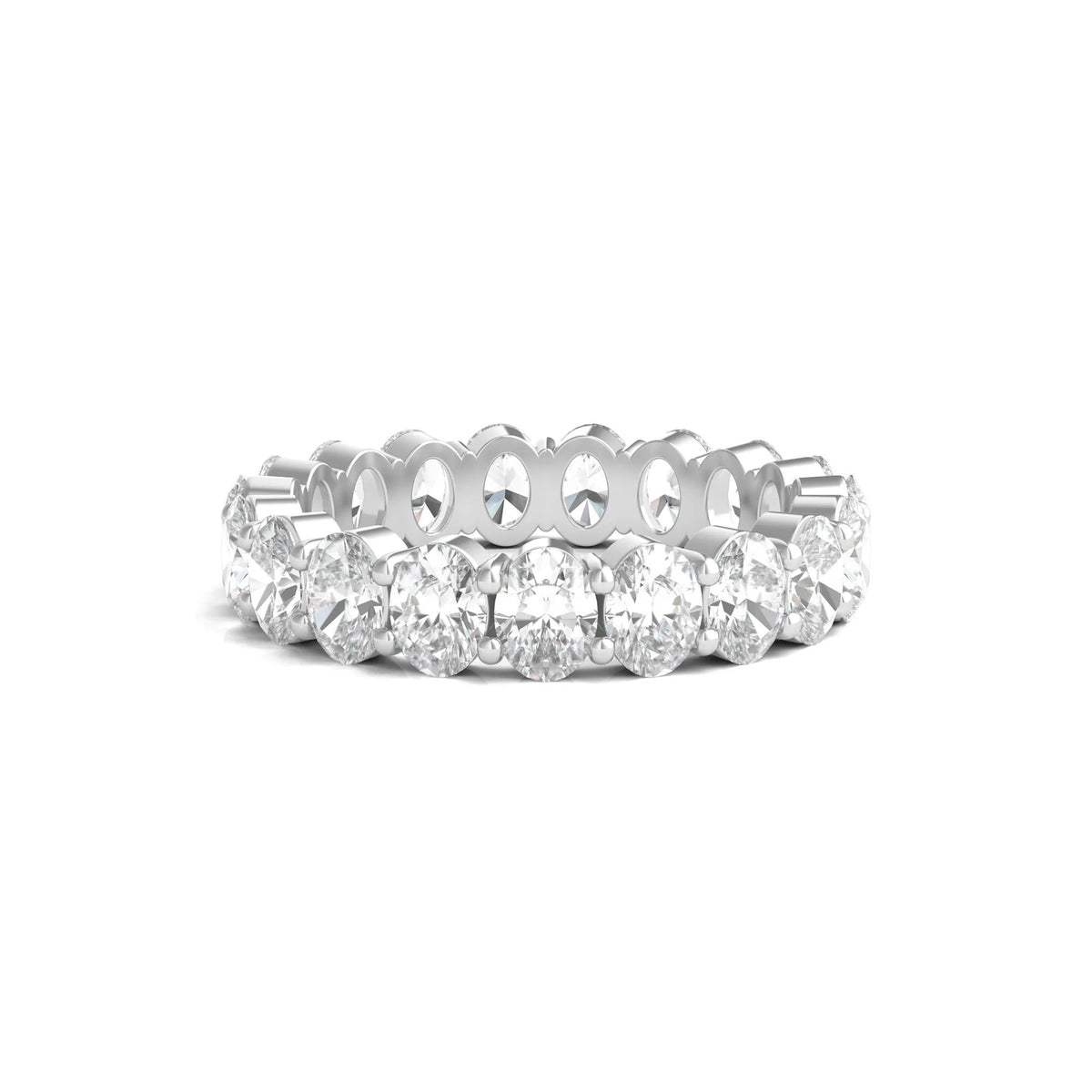 4 CT. Tw. Lab Grown Oval Diamond Eternity Band Ring Platinum White Size 8 4mm