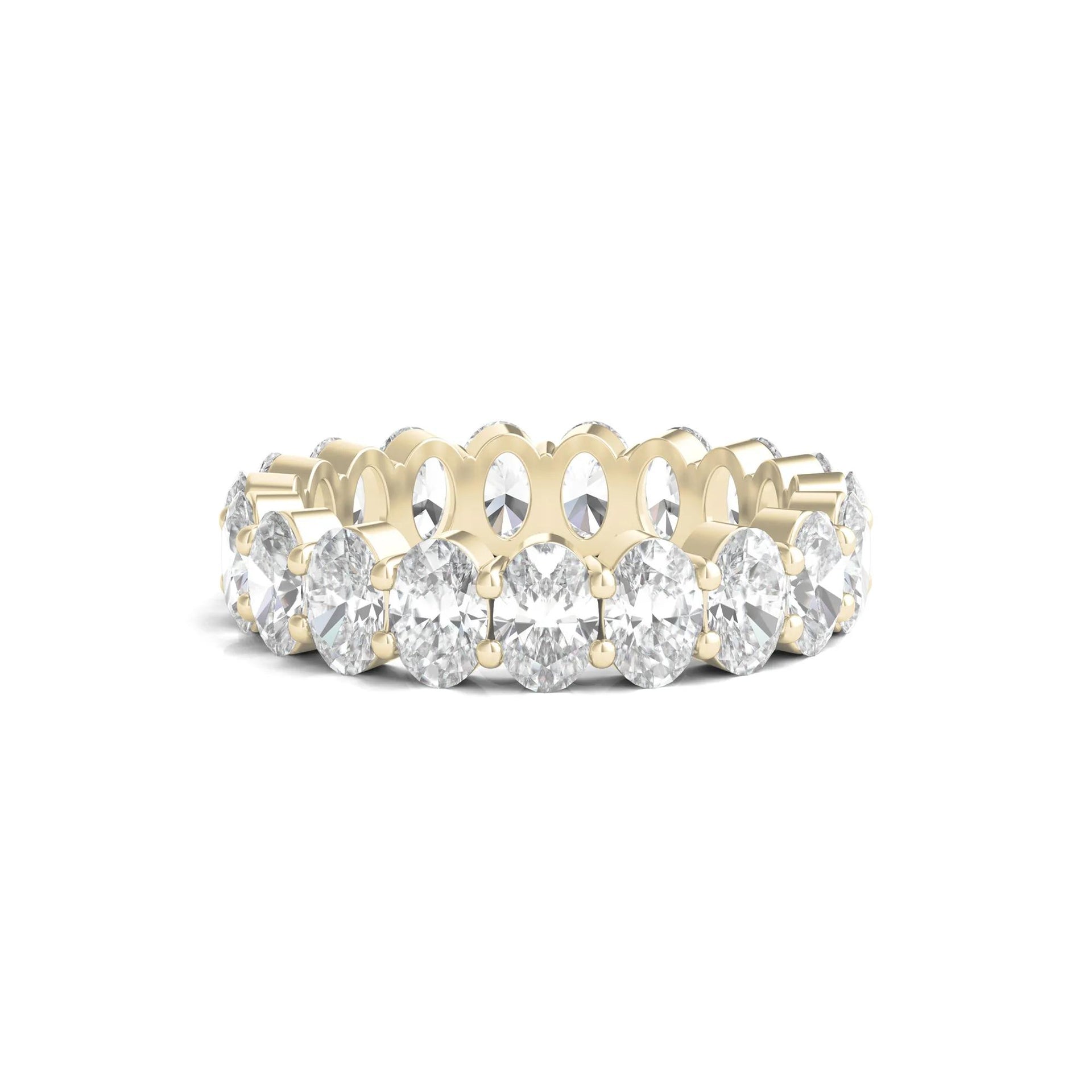 5 CT. Tw. Lab Grown Oval Diamond Eternity Band Ring 14K Yellow Gold Size 8 4mm