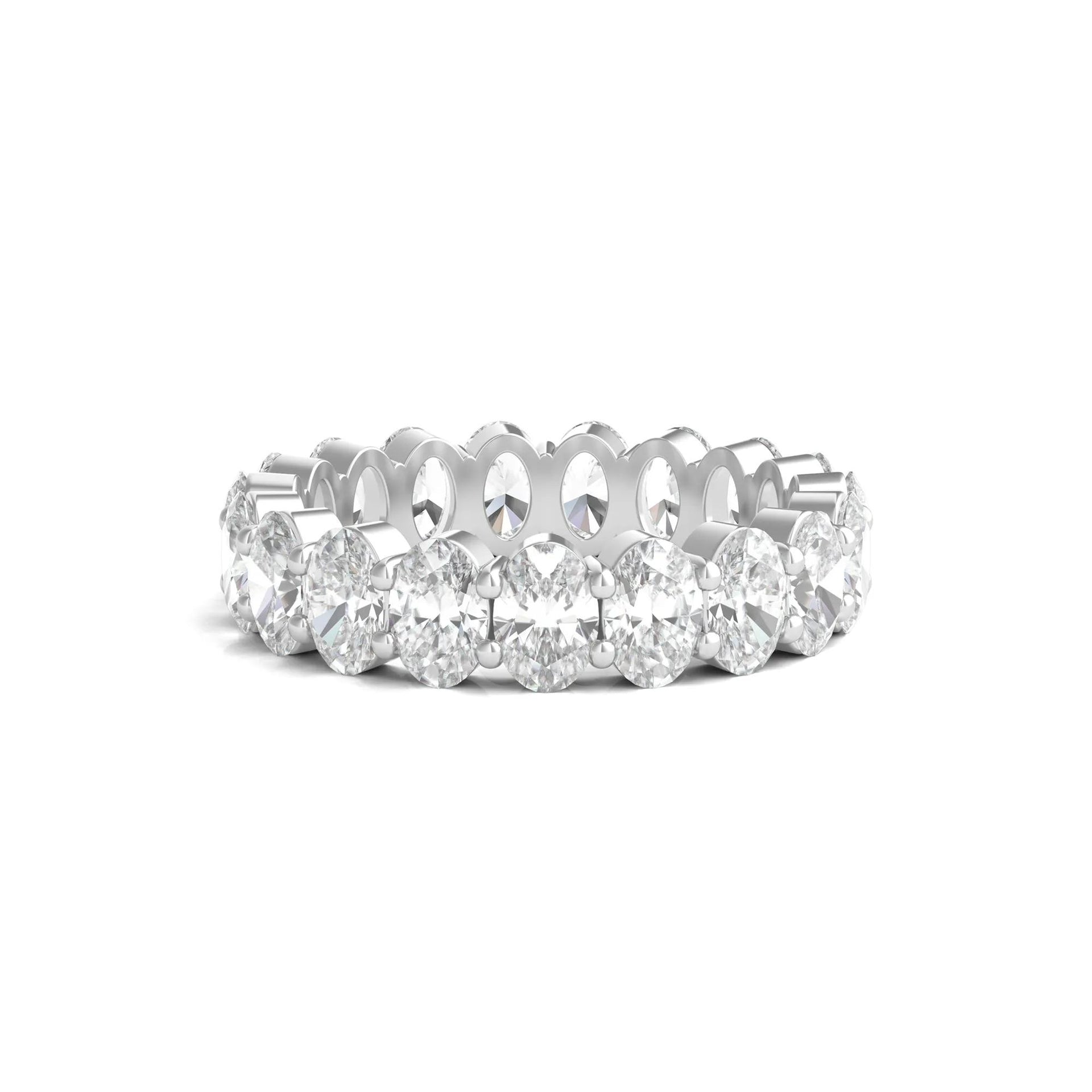 5 CT. Tw. Lab Grown Oval Diamond Eternity Band Ring Platinum White Size 8 4mm