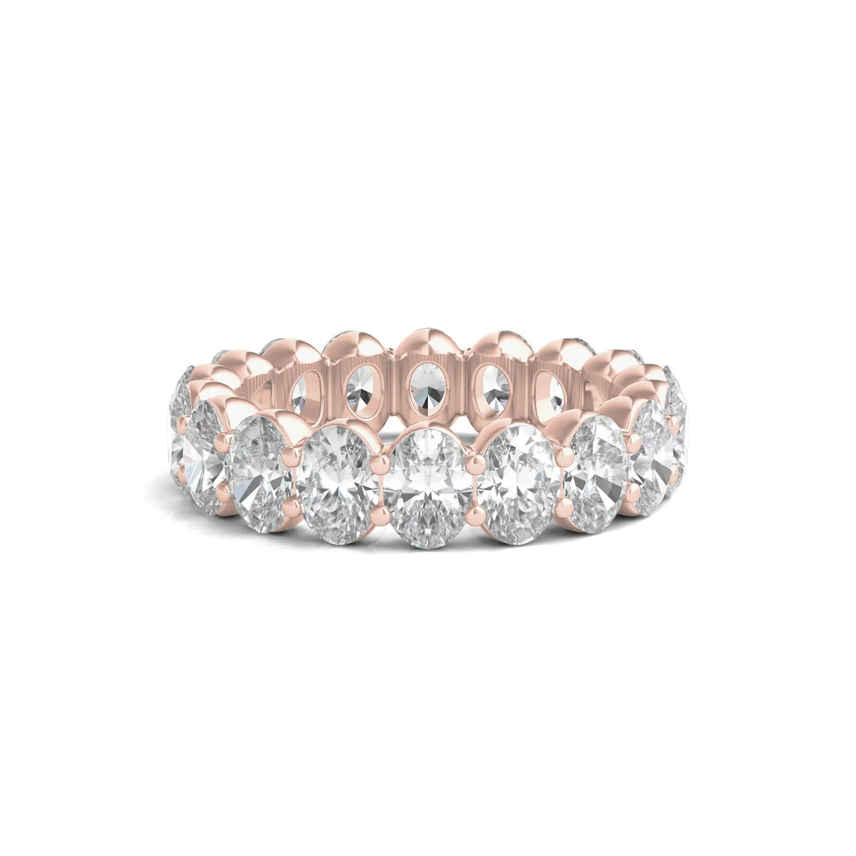 6 CT. Tw. Lab Grown Oval Diamond Eternity Band Ring 14K Rose Gold Size 4.5 2mm