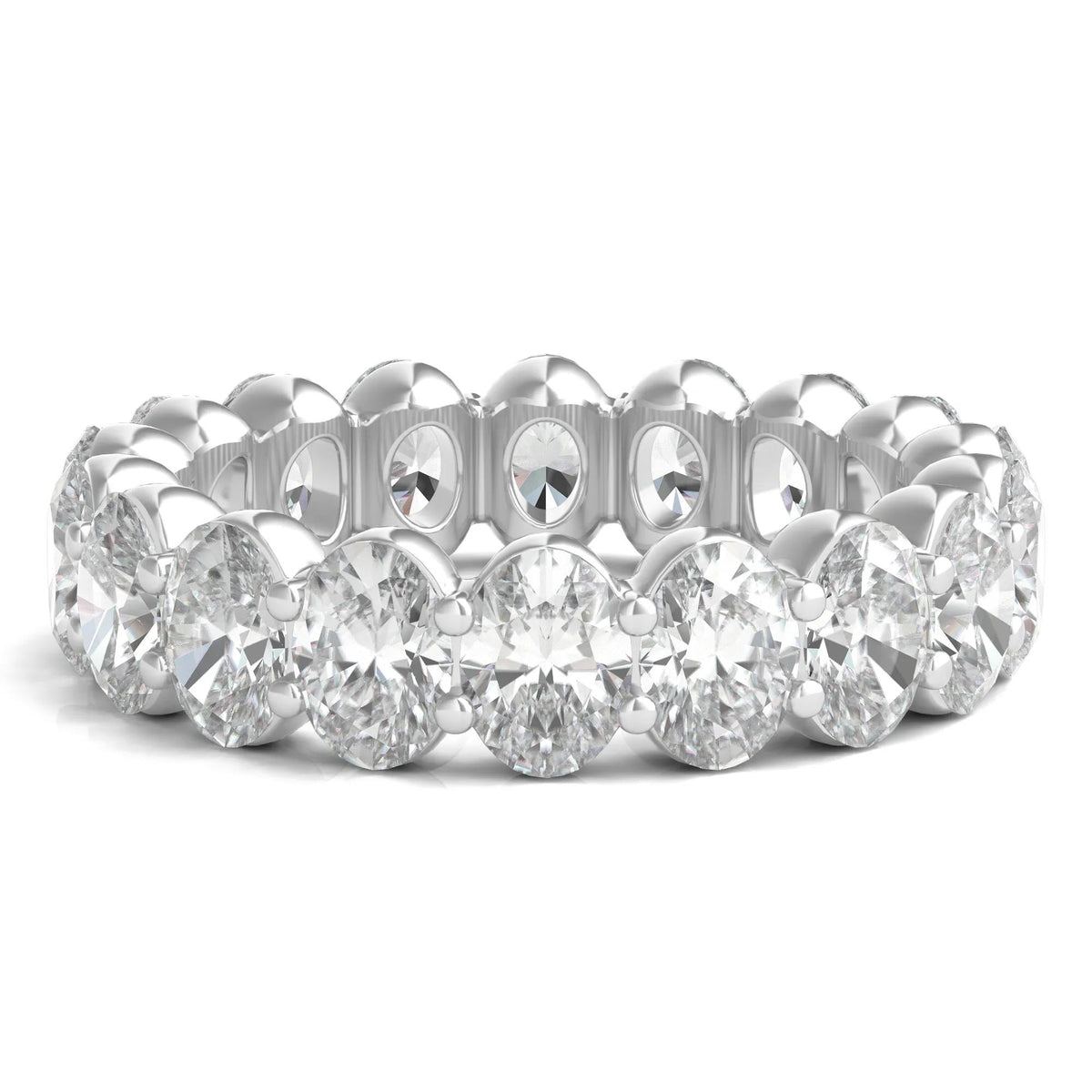 6 CT. Tw. Lab Grown Oval Diamond Eternity Band Ring 14K White Gold Size 4 2mm